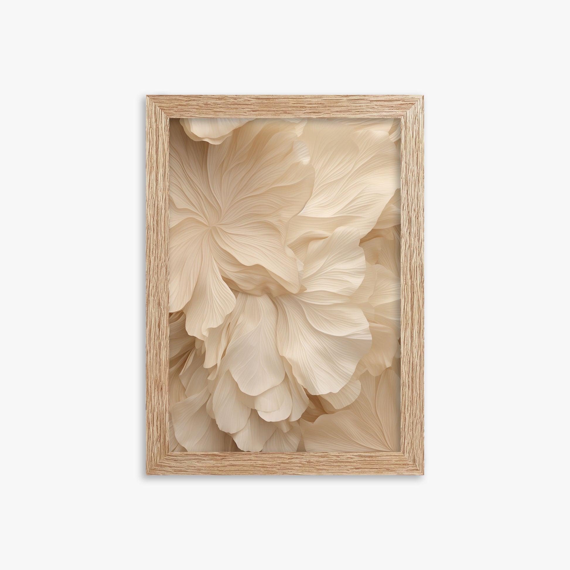 Ivory Petal Symphony, 21x30cm Framed Poster With Raw Oak Frame