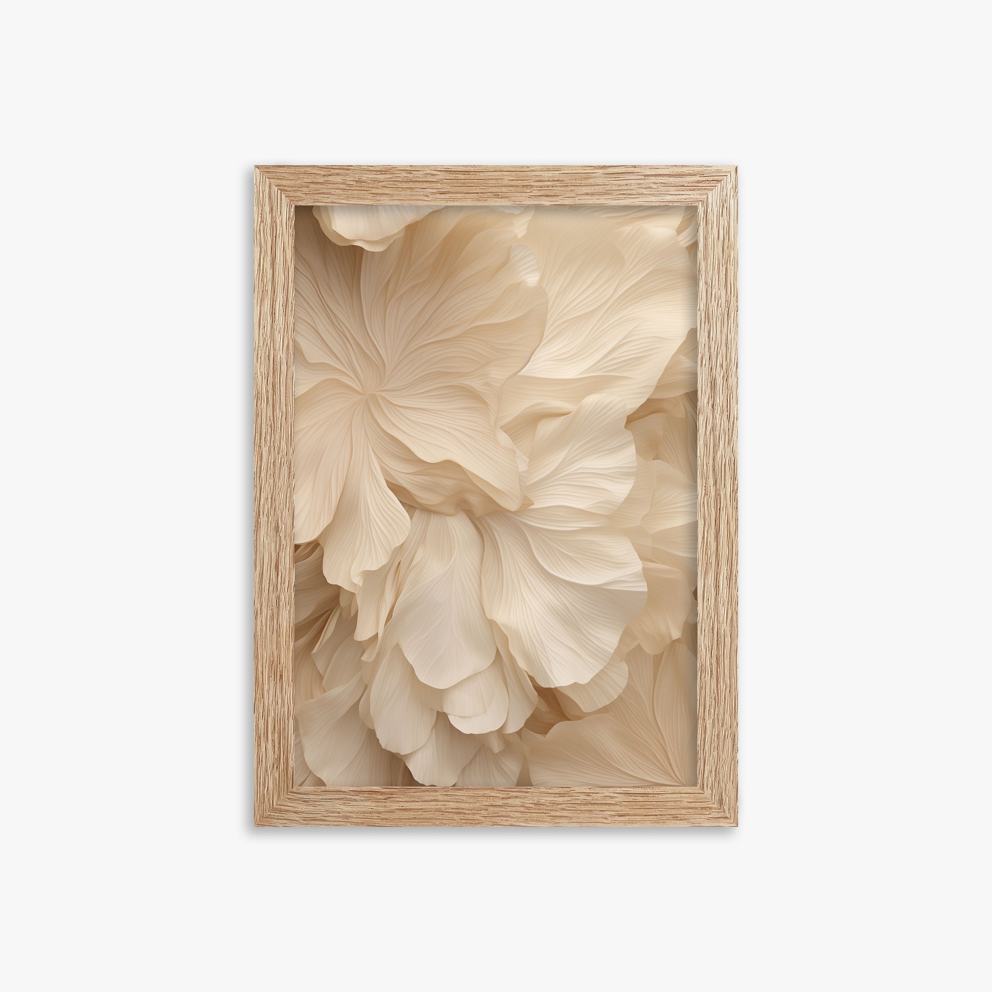 Ivory Petal Symphony, 21x30cm Framed Poster With Raw Oak Frame