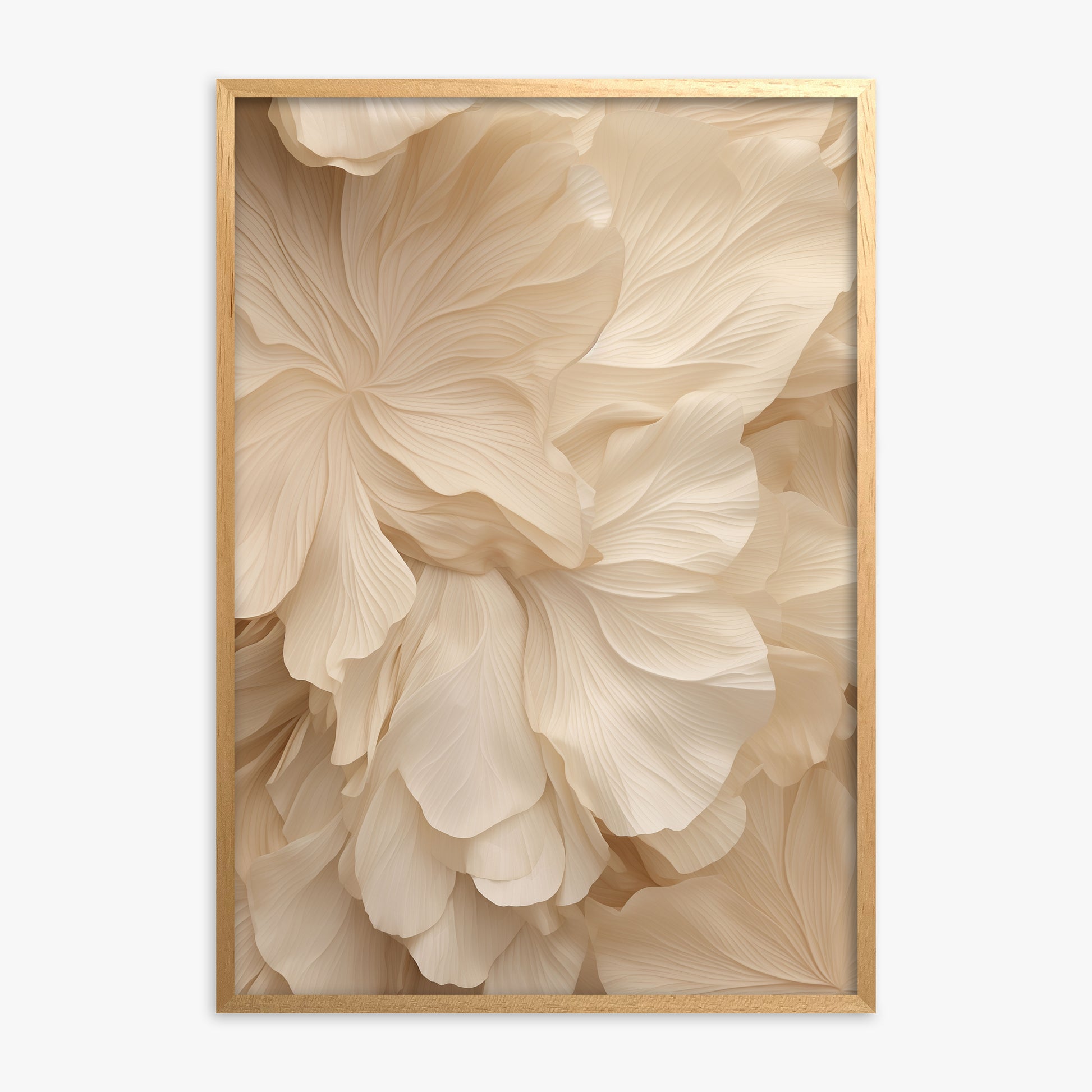 Ivory Petal Symphony, Oak Framed Poster With Oak Frame