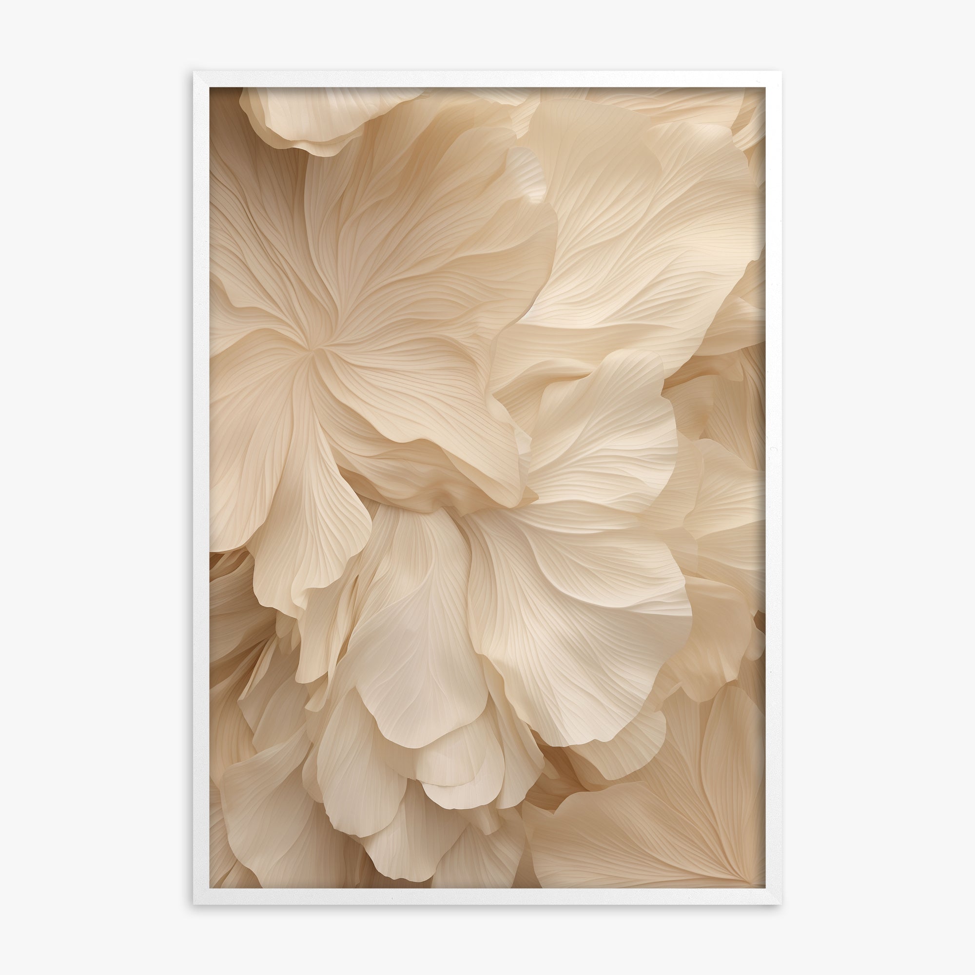 Ivory Petal Symphony, White Framed Poster With White Frame