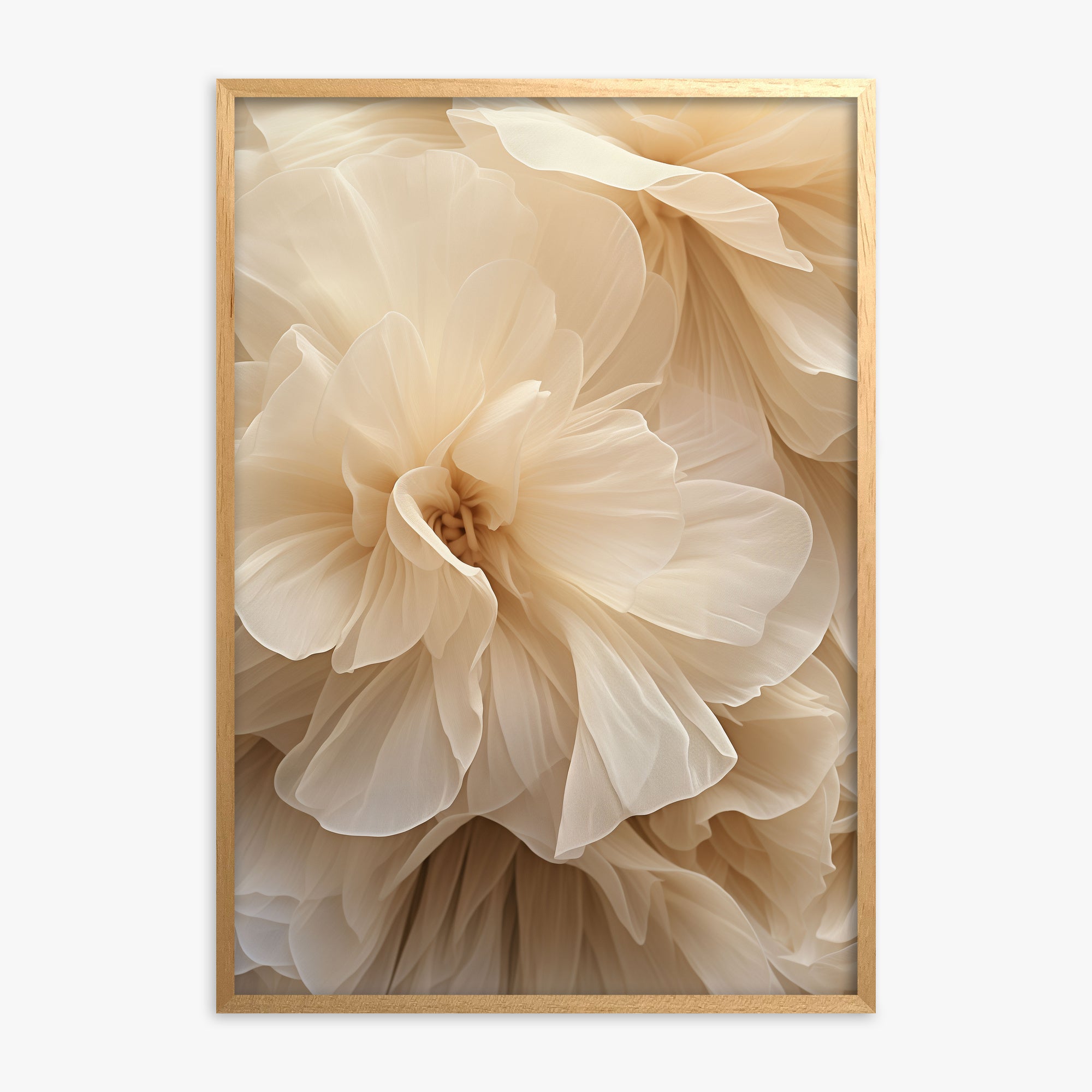 Ivory Petals Whisper, Oak Framed Poster With Oak Frame