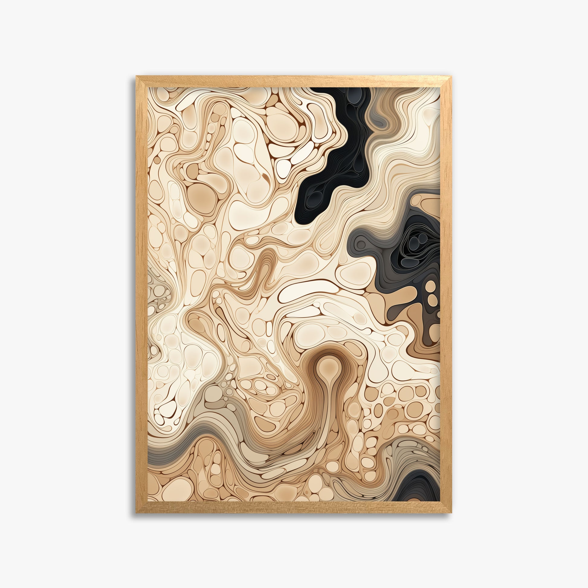 Marble Streams, 50x70cm Framed Poster With Oak Frame
