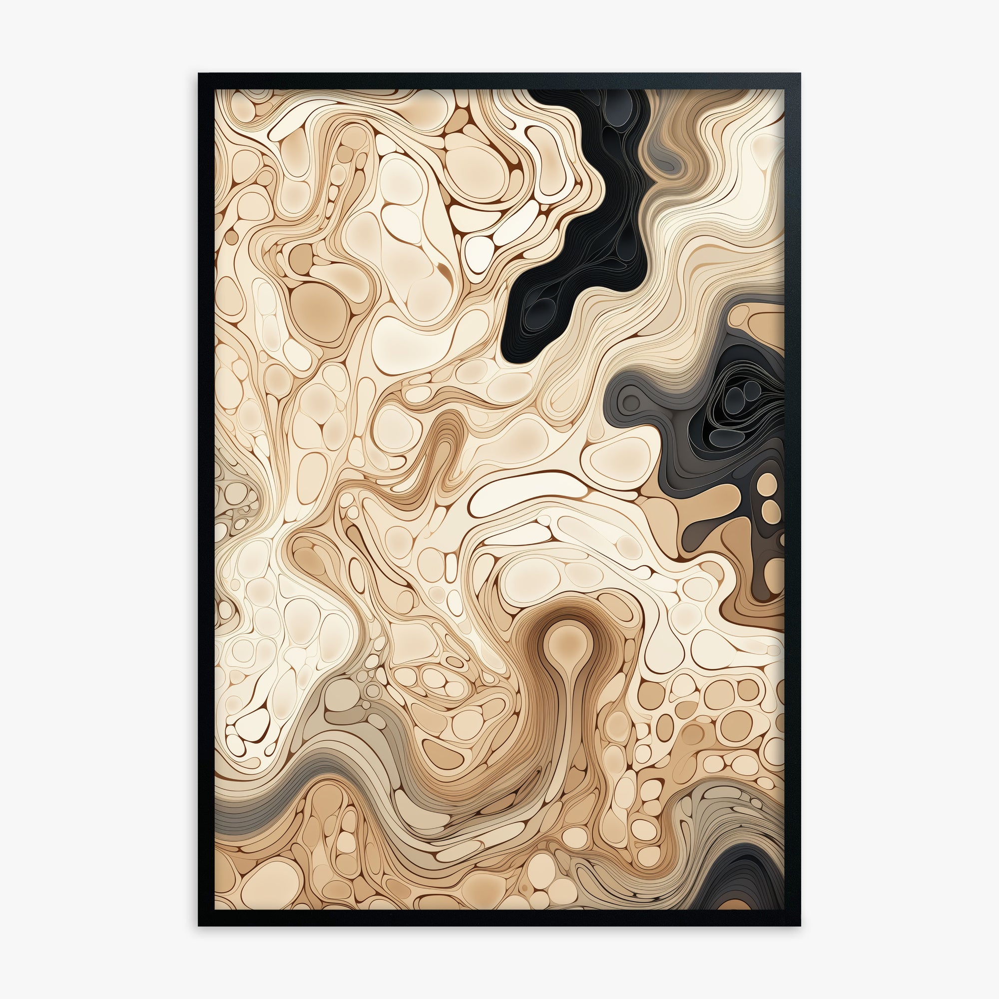 Marble Streams, Black Framed Poster With Black Frame