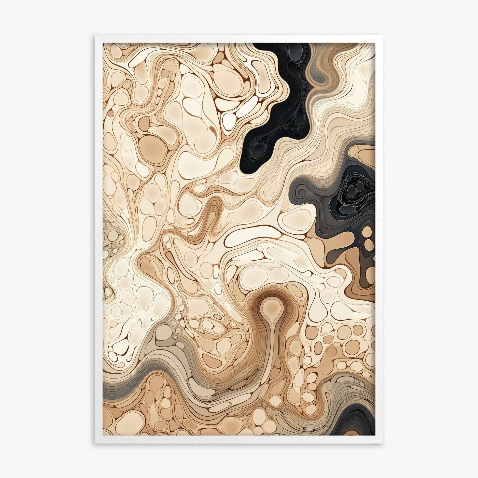 Marble Streams, White Framed Poster With White Frame