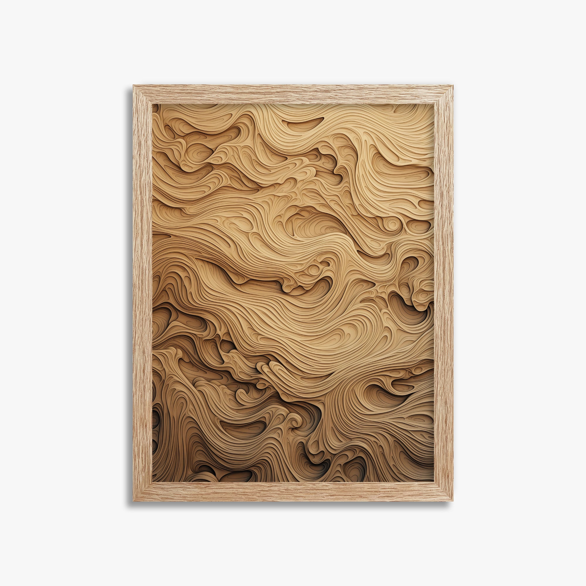 Amber Wood Whorls, 30x40cm Framed Poster With Raw Oak Frame