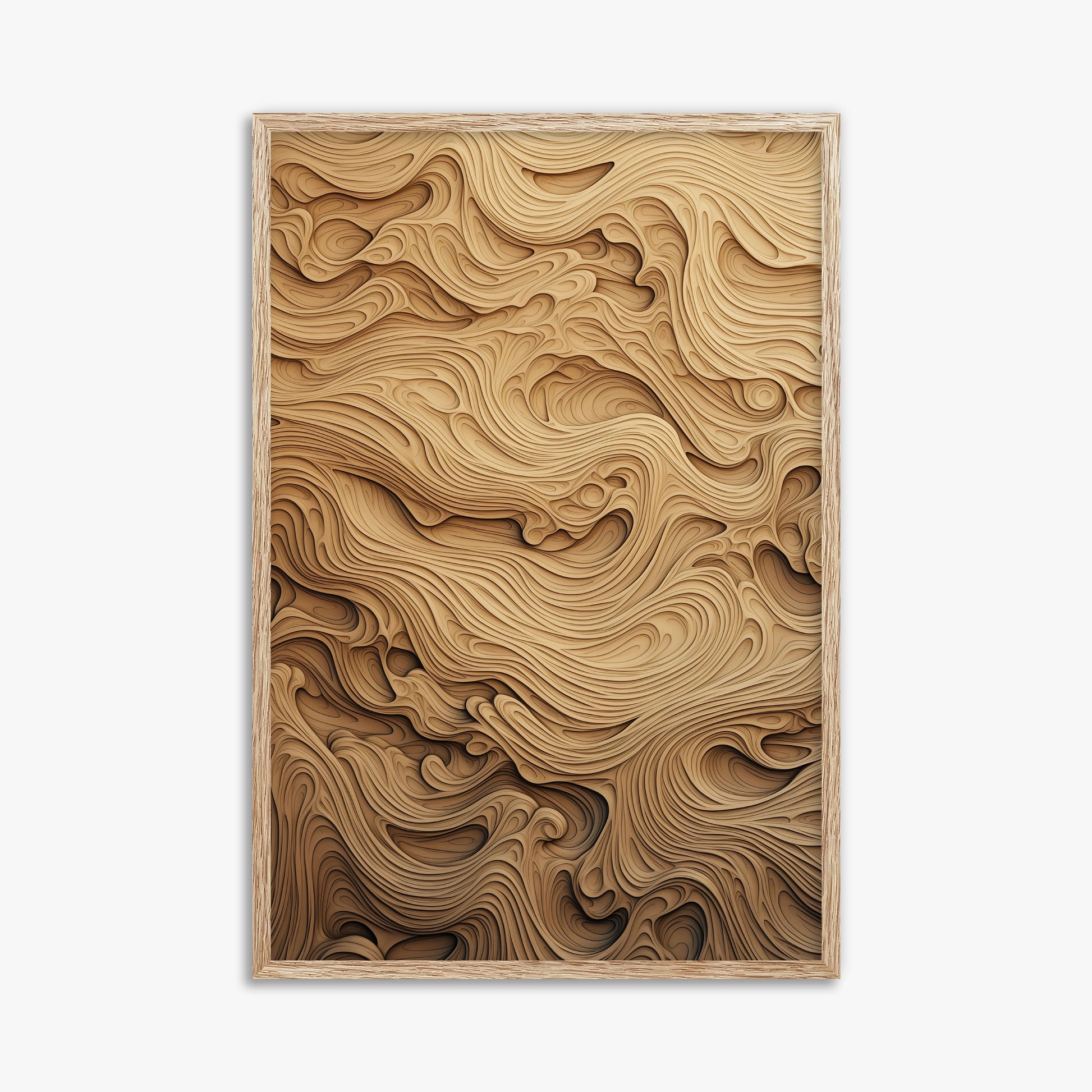 Amber Wood Whorls, 61x91cm Framed Poster With Raw Oak Frame