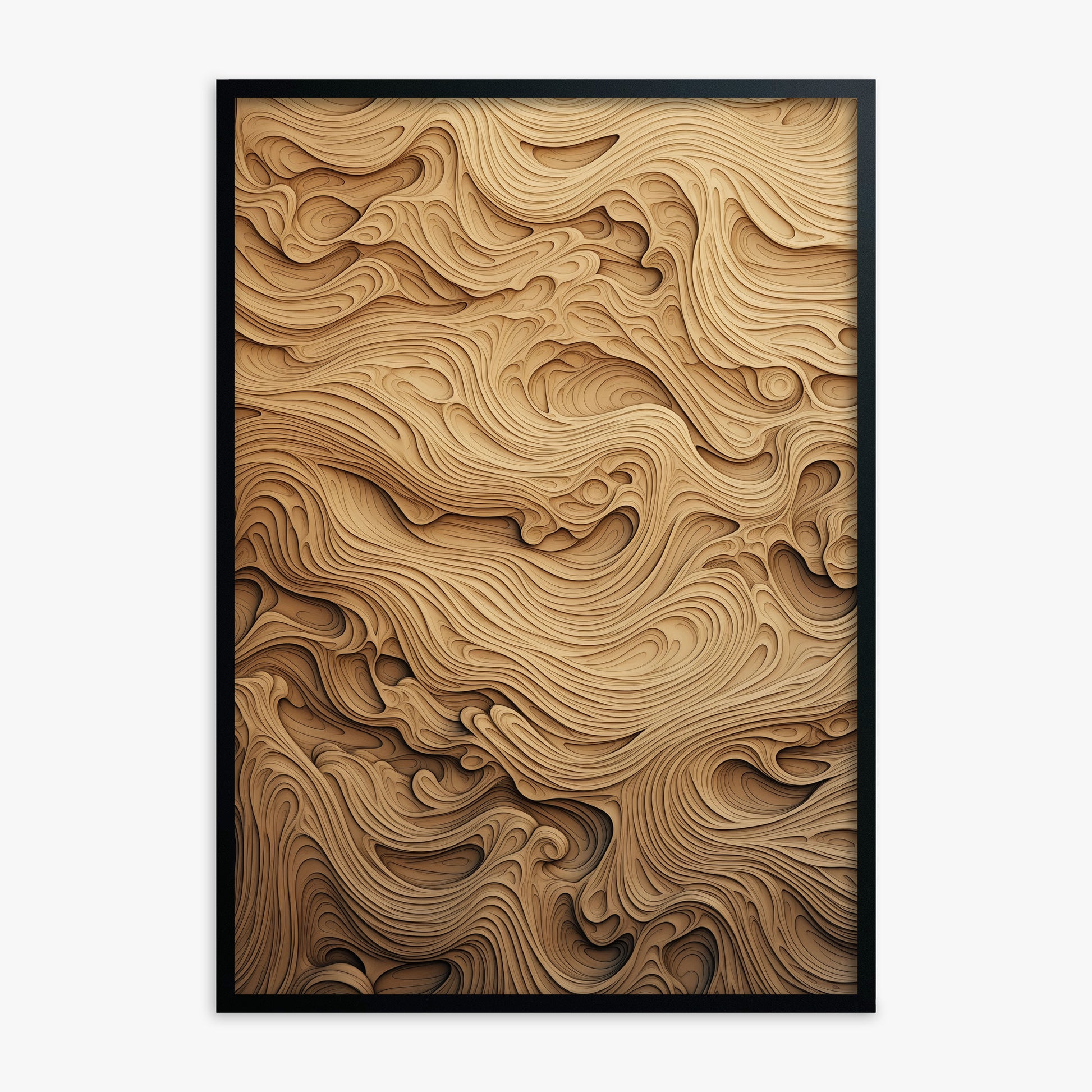 Amber Wood Whorls, Black Framed Poster With Black Frame