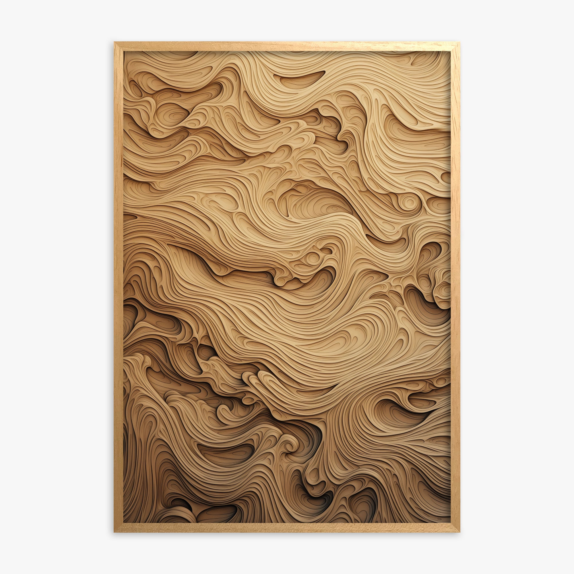 Amber Wood Whorls, Oak Framed Poster With Oak Frame