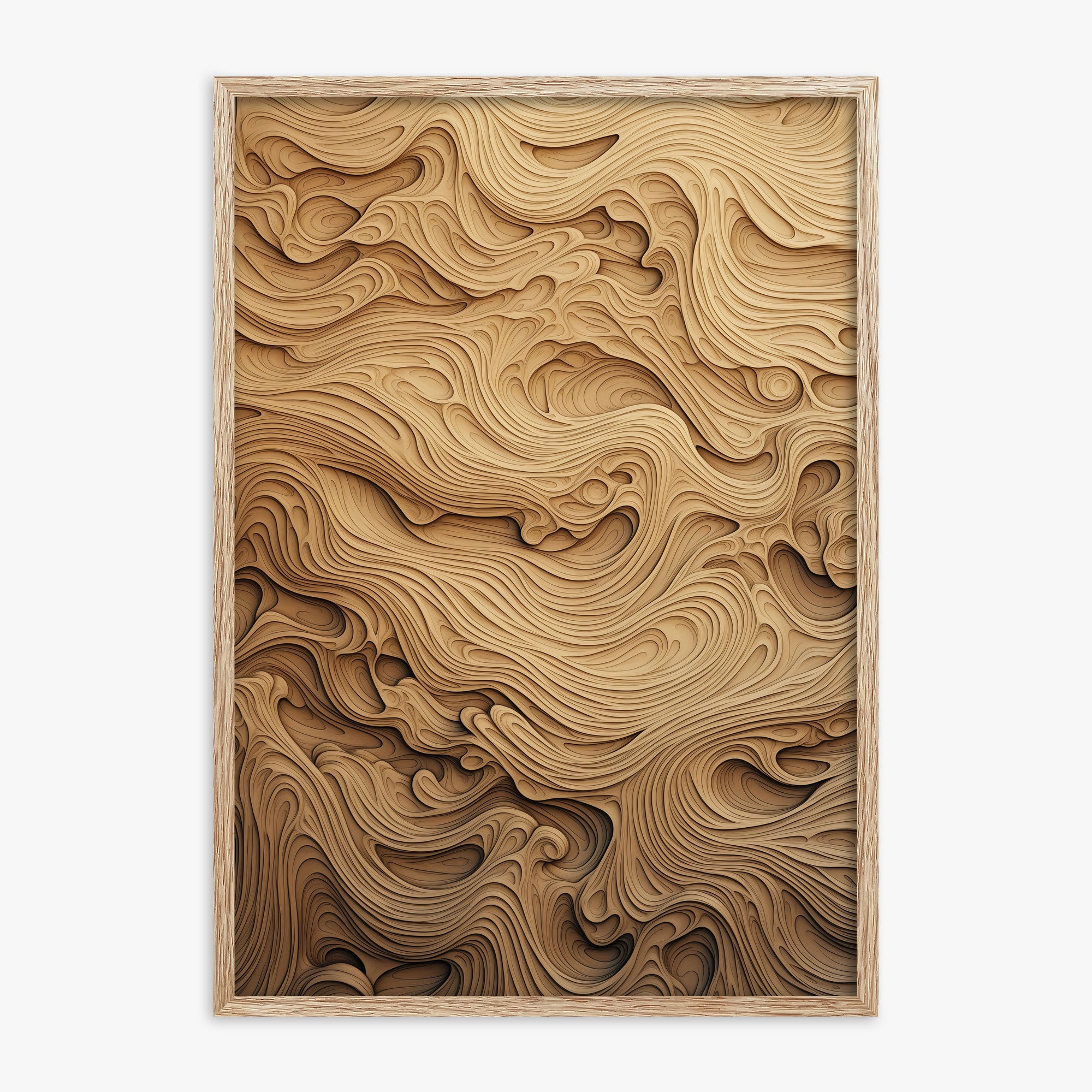 Amber Wood Whorls, 70x100cm Framed Poster With Raw Oak Frame