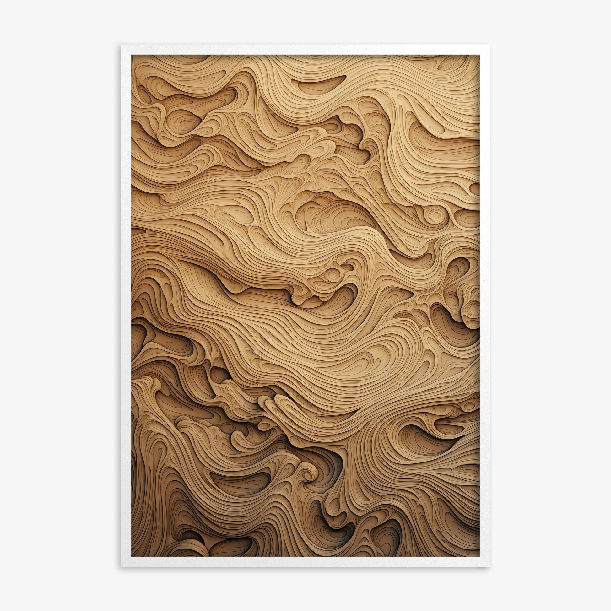 Amber Wood Whorls, White Framed Poster With White Frame
