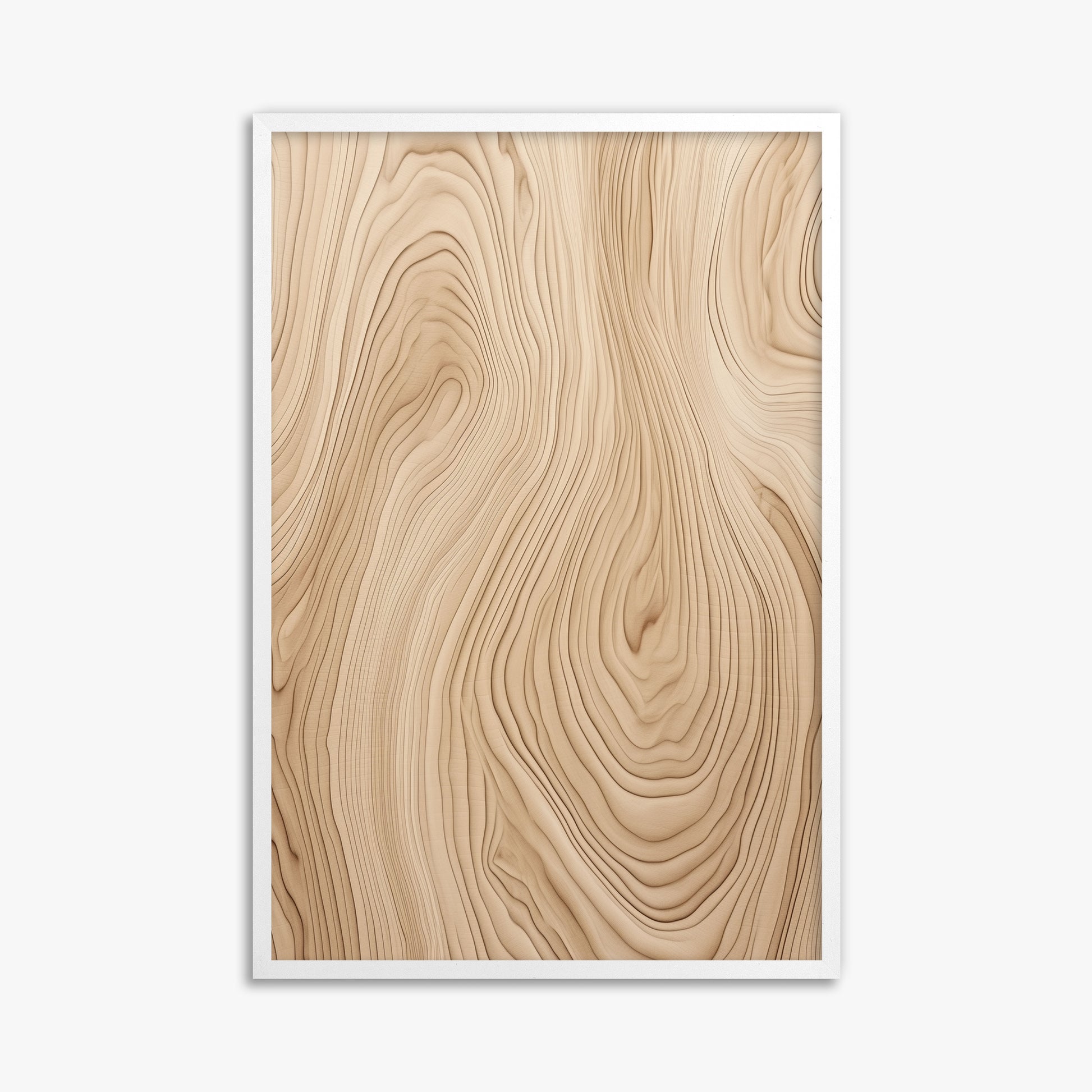 Natural Birch Waves, 61x91cm Framed Poster With White Frame