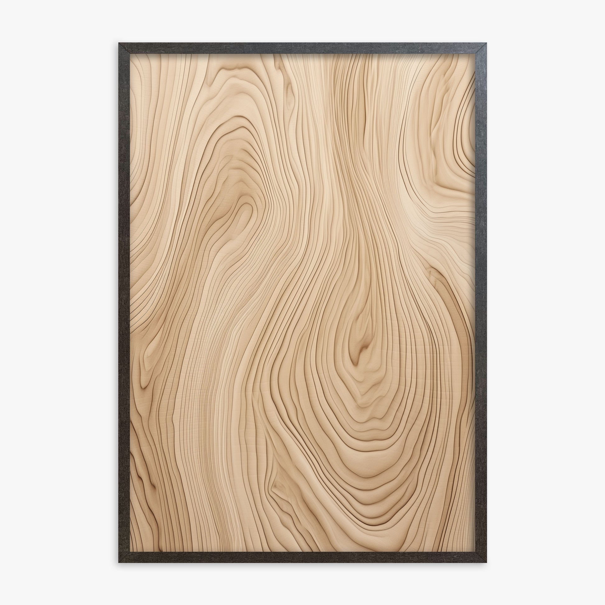 Natural Birch Waves, 70x100cm Framed Poster With Espresso Frame