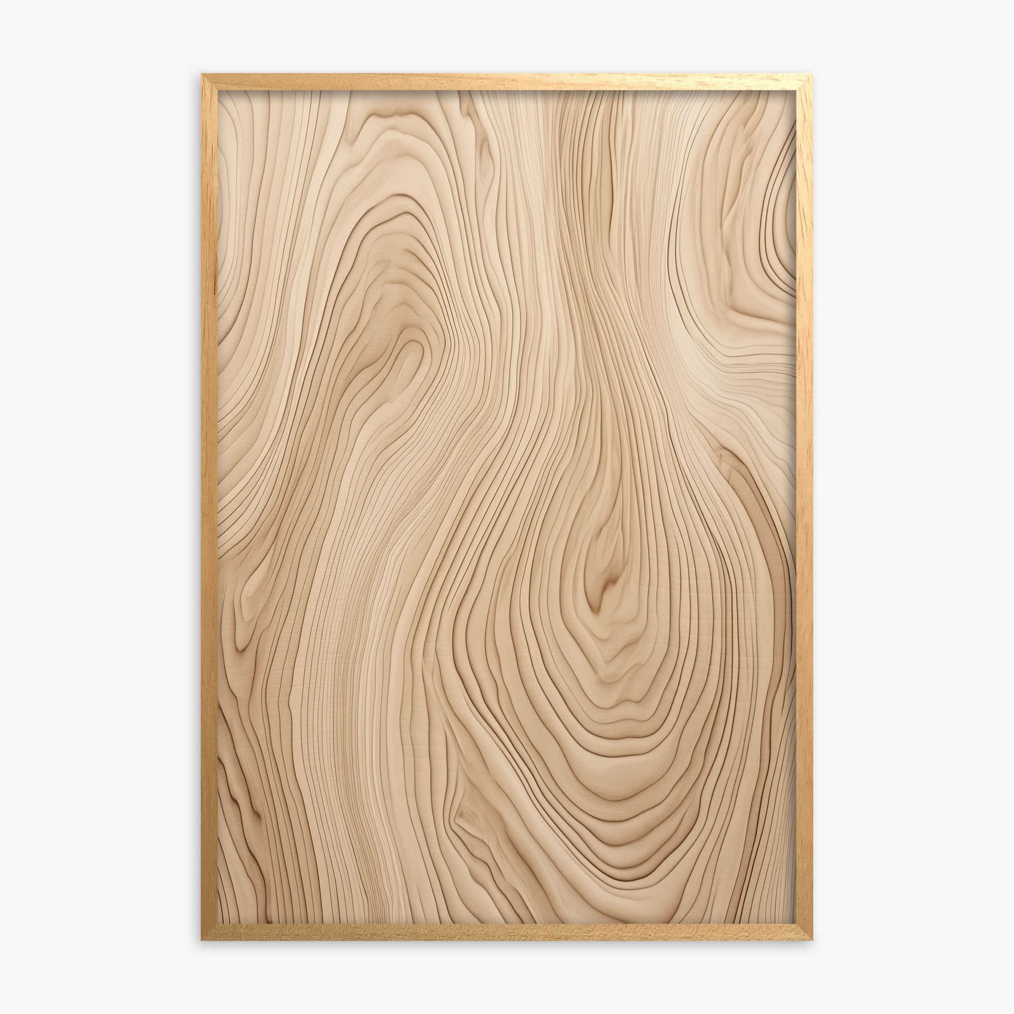 Natural Birch Waves, Oak Framed Poster With Oak Frame