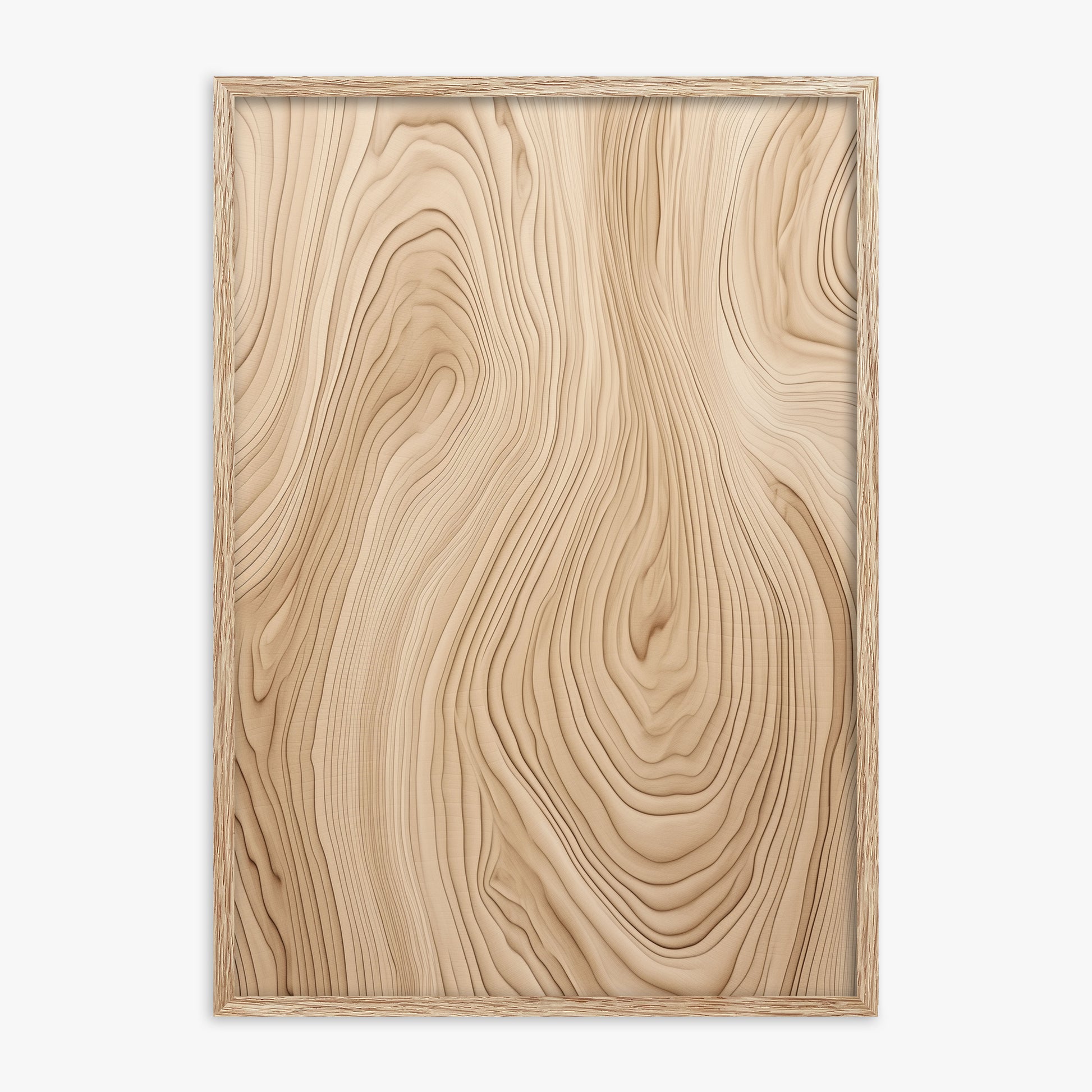 Natural Birch Waves, 70x100cm Framed Poster With Raw Oak Frame