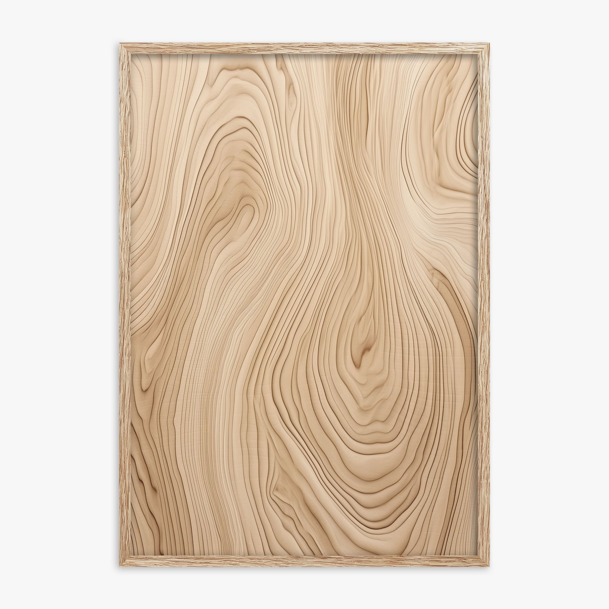 Natural Birch Waves, 70x100cm Framed Poster With Raw Oak Frame