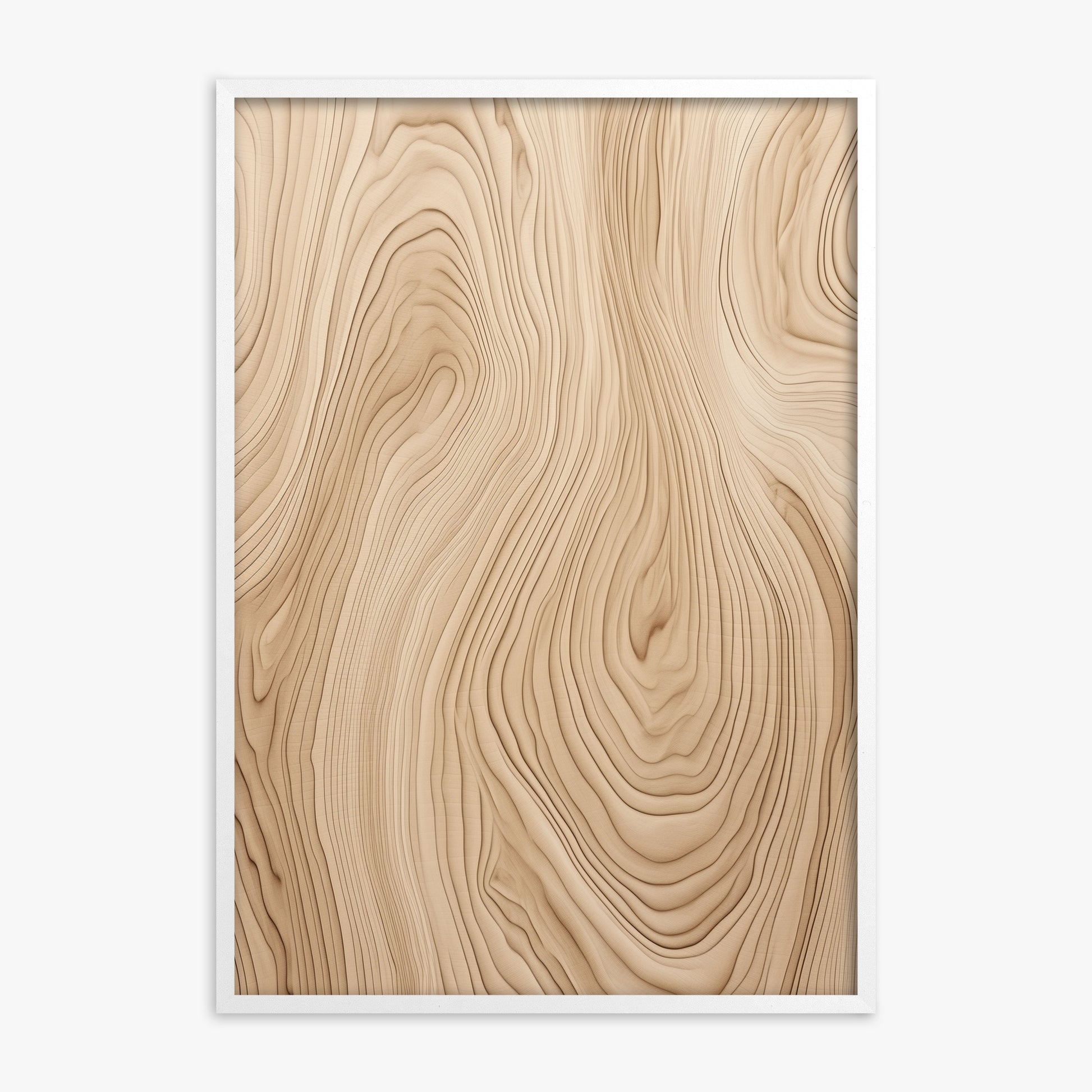 Natural Birch Waves, White Framed Poster With White Frame