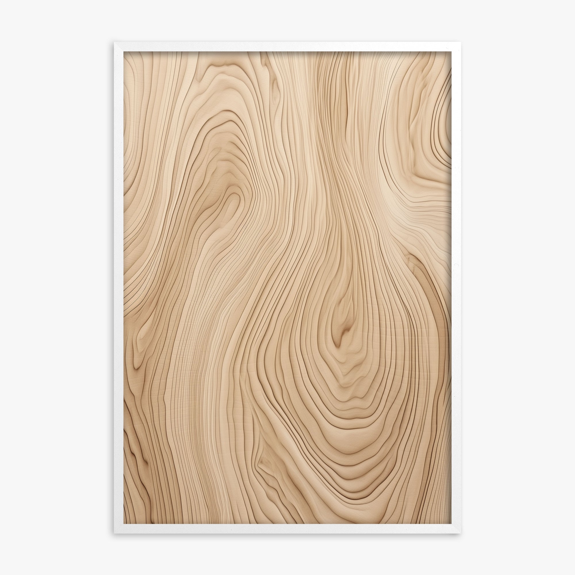 Natural Birch Waves, White Framed Poster With White Frame