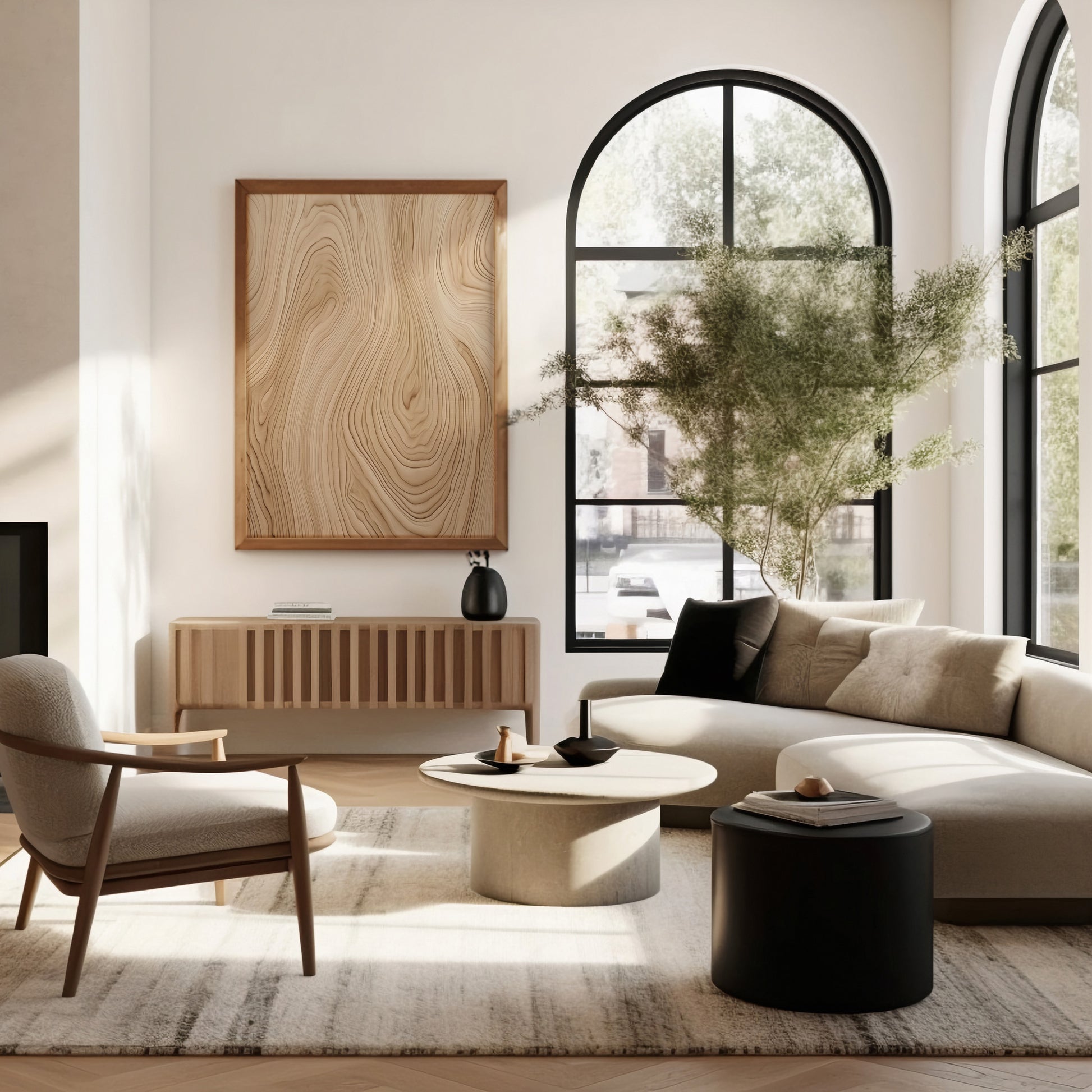 Design Concept No. 40 for Natural Birch Waves Modern Poster Art