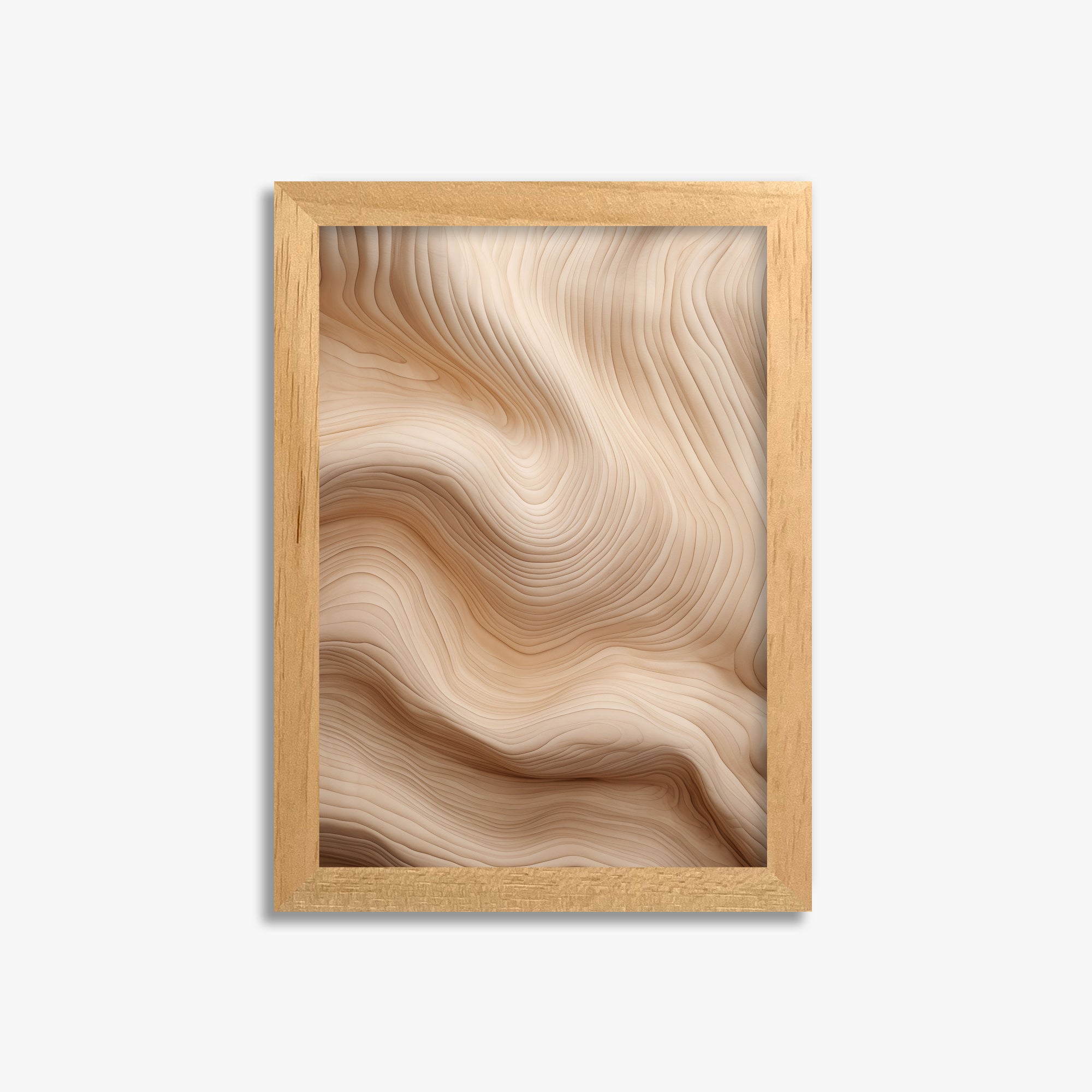 Creamy Grain Waves, 21x30cm Framed Poster With Oak Frame