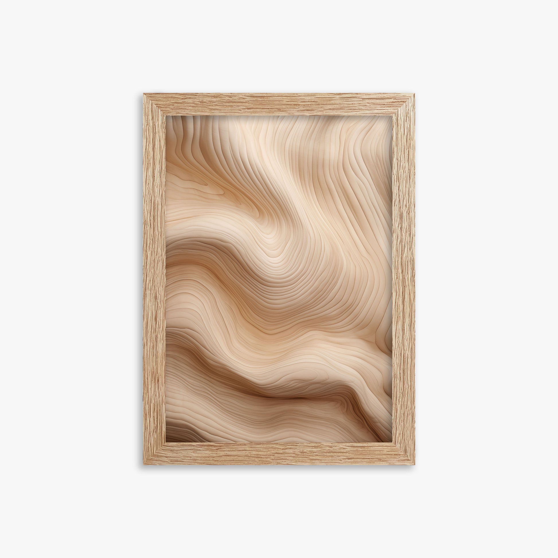 Creamy Grain Waves, 21x30cm Framed Poster With Raw Oak Frame