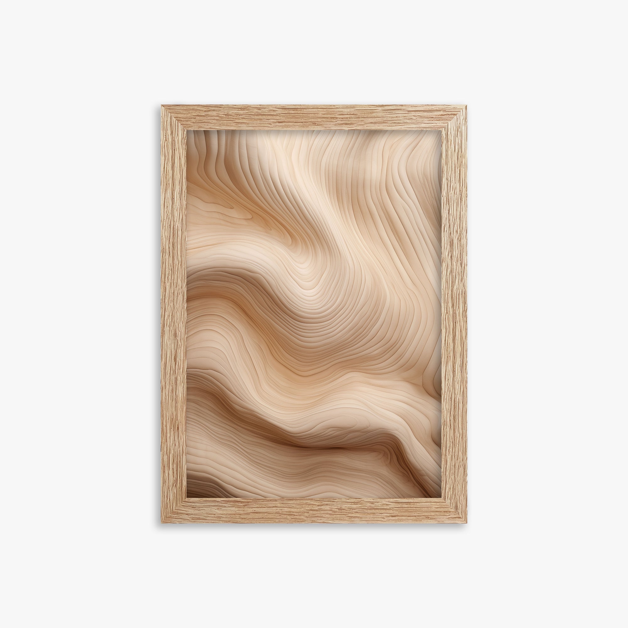 Creamy Grain Waves, 21x30cm Framed Poster With Raw Oak Frame