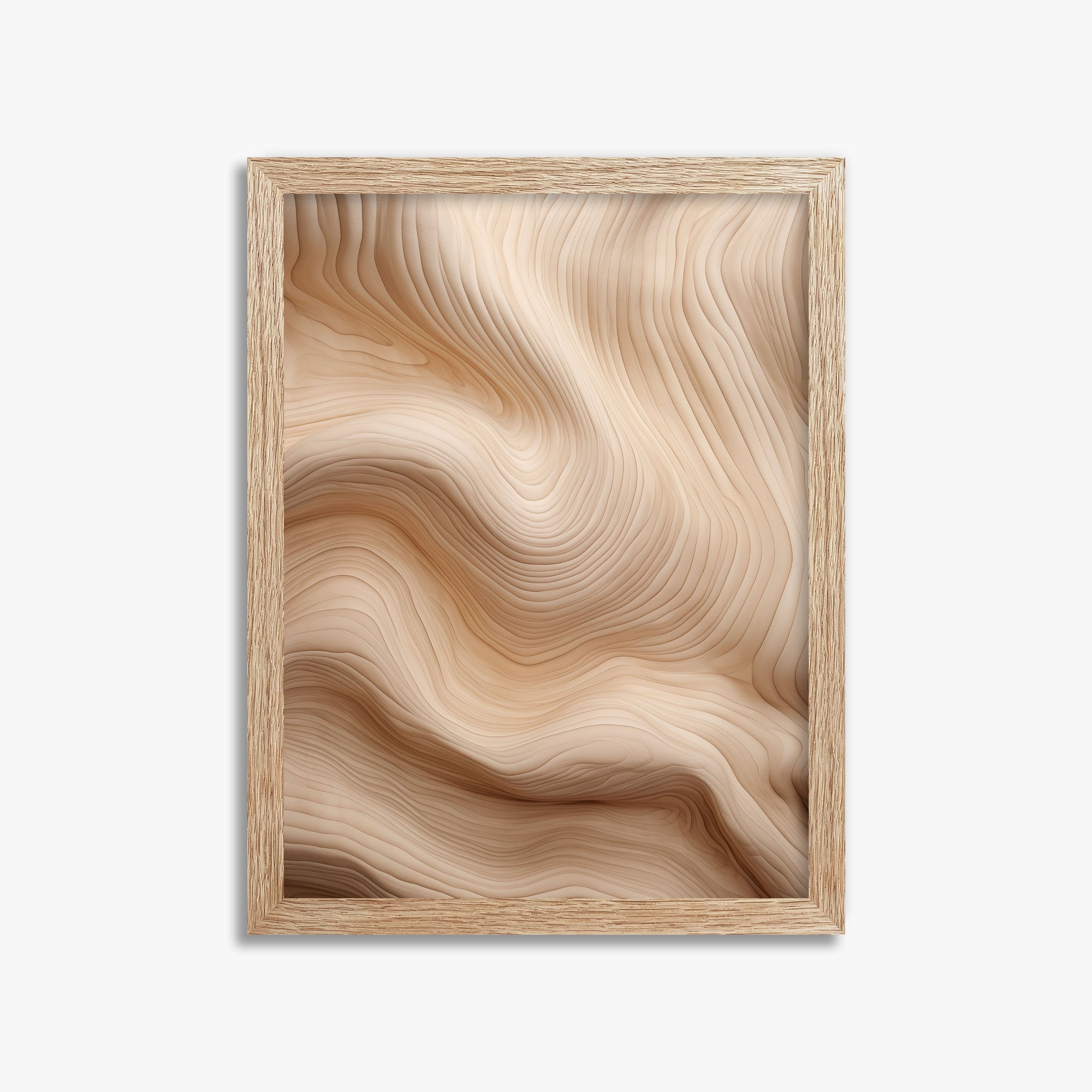 Creamy Grain Waves, 30x40cm Framed Poster With Raw Oak Frame