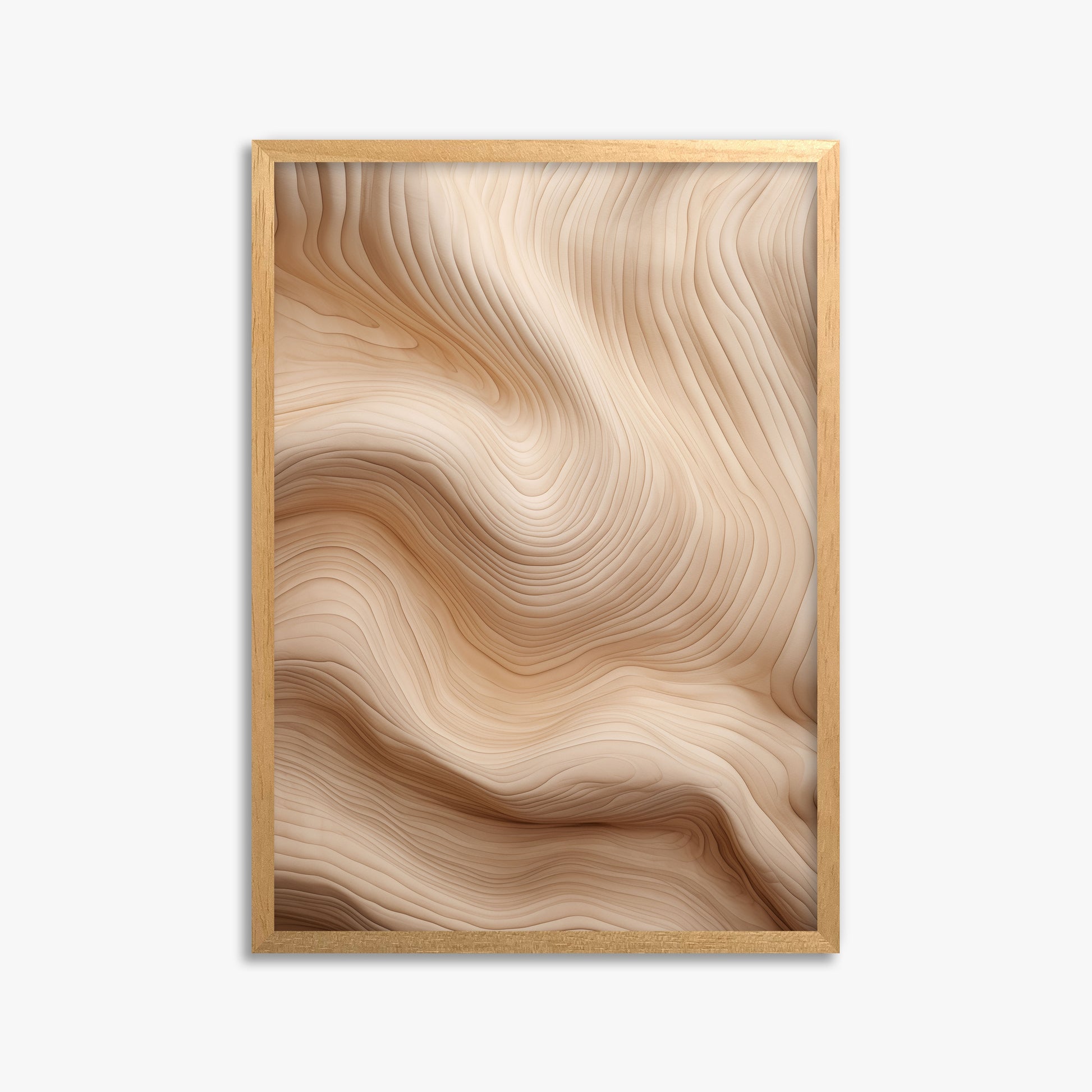 Creamy Grain Waves, 50x70cm Framed Poster With Oak Frame
