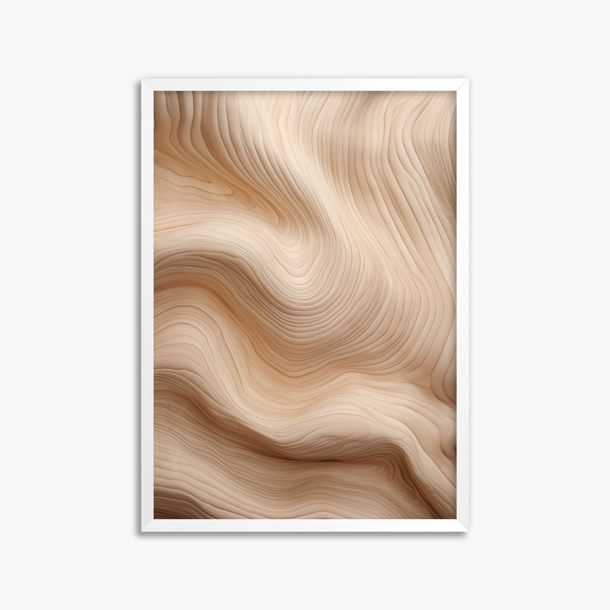 Creamy Grain Waves, 50x70cm Framed Poster With White Frame