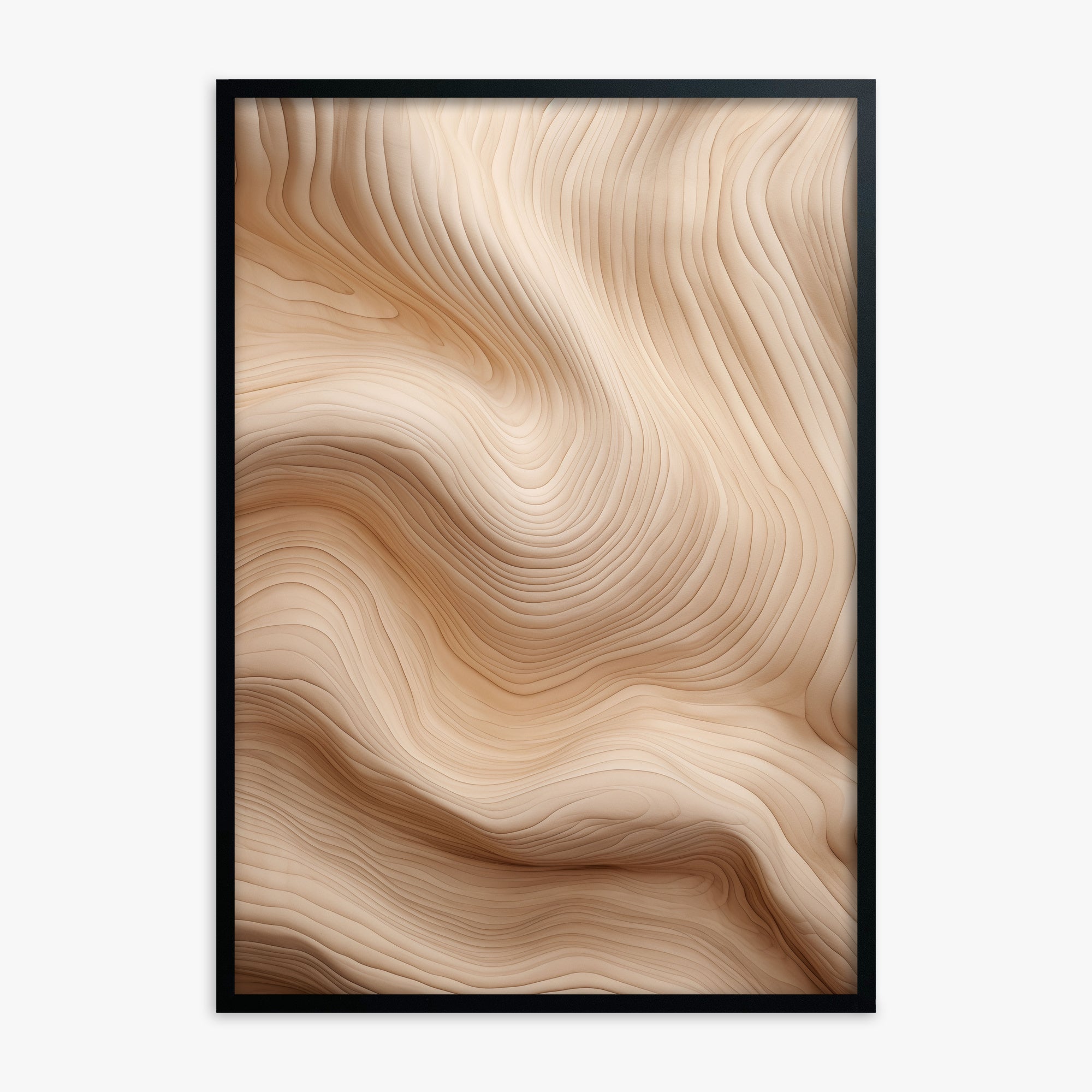 Creamy Grain Waves, Black Framed Poster With Black Frame