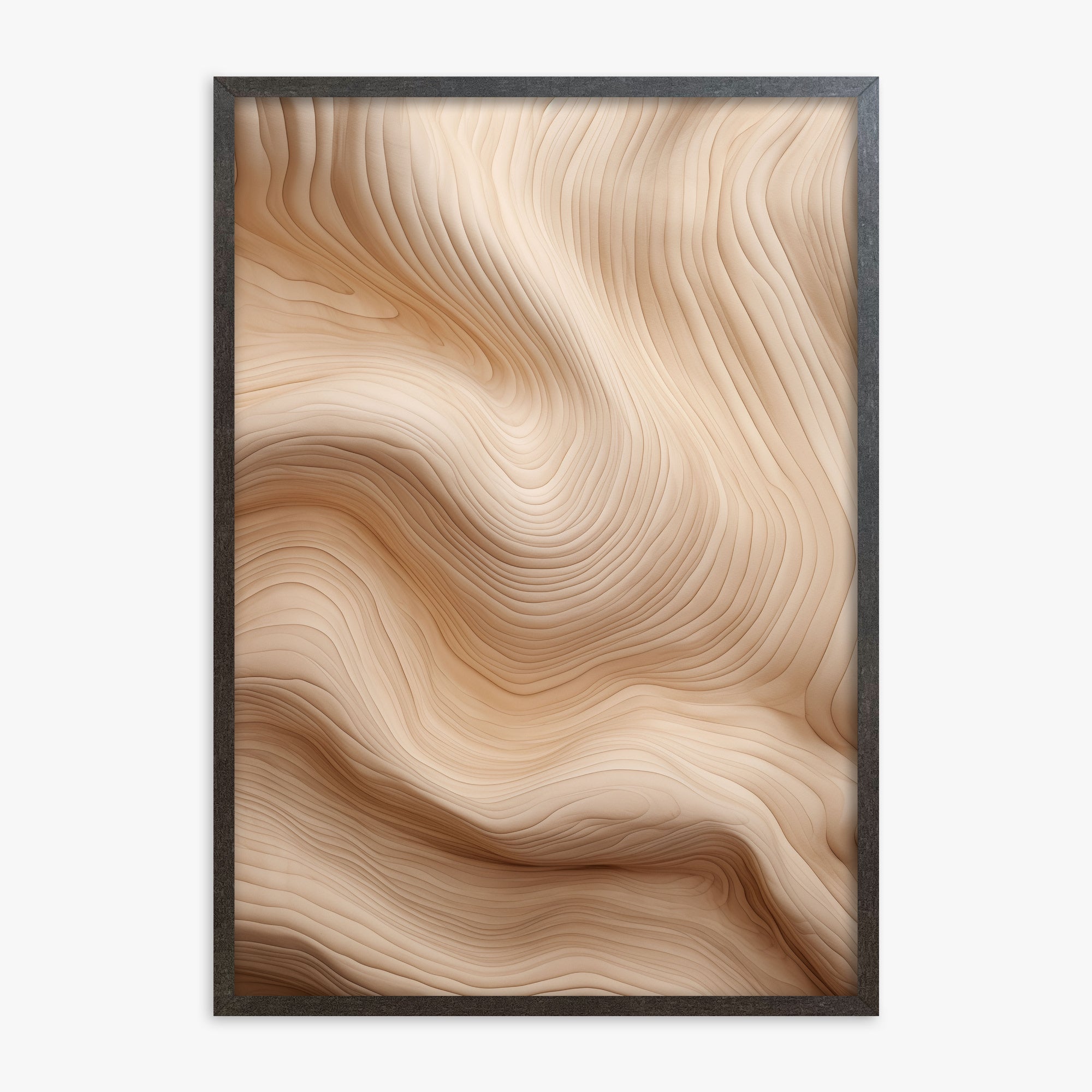 Creamy Grain Waves, 70x100cm Framed Poster With Espresso Frame