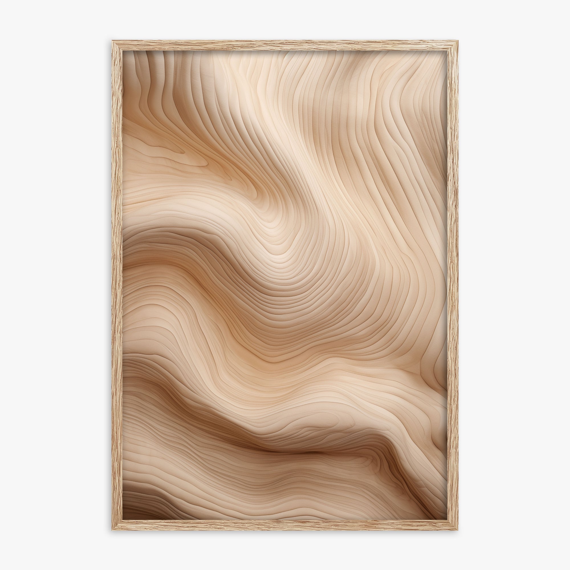 Creamy Grain Waves, 70x100cm Framed Poster With Raw Oak Frame