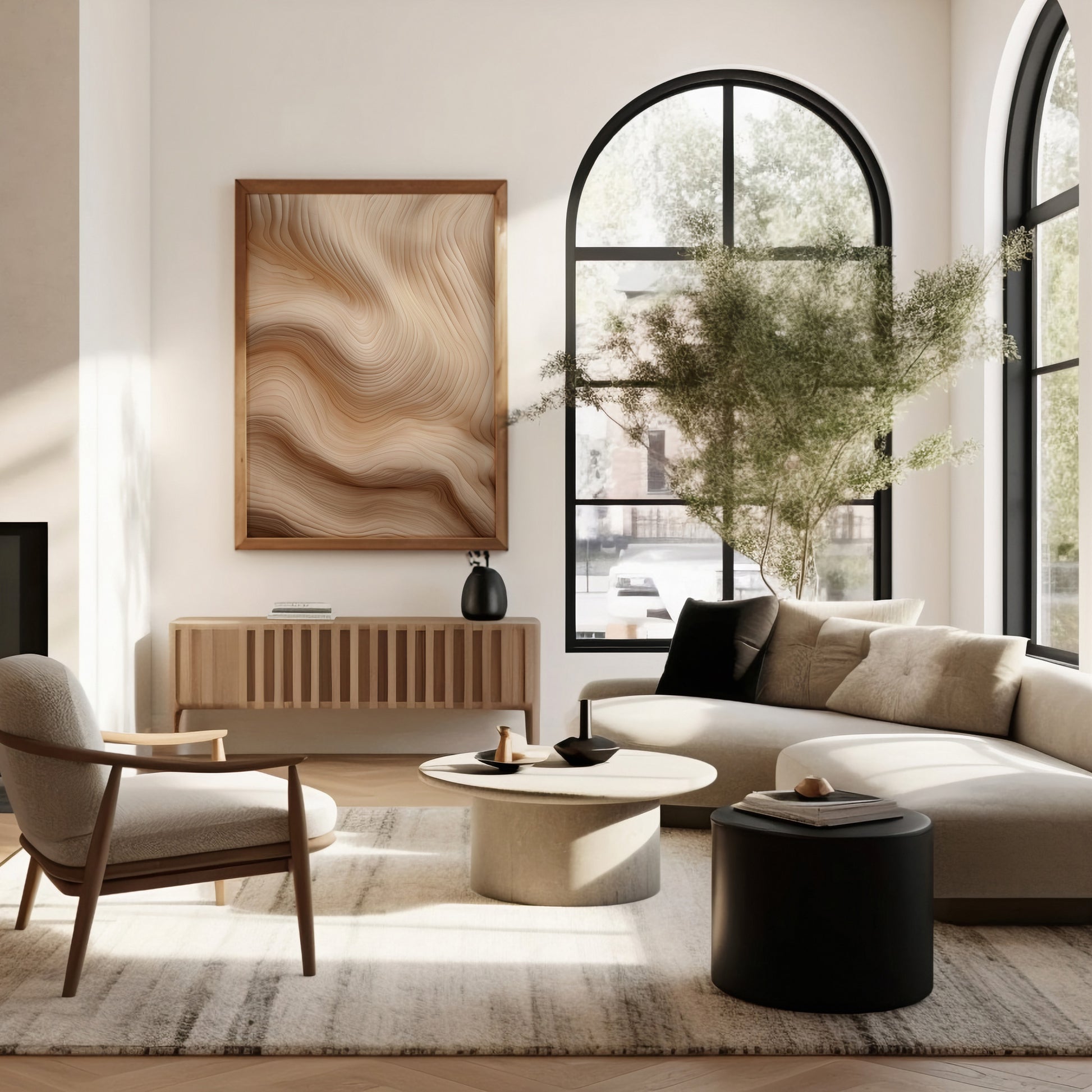 Design Concept No. 40 for Creamy Grain Waves Modern Poster Art