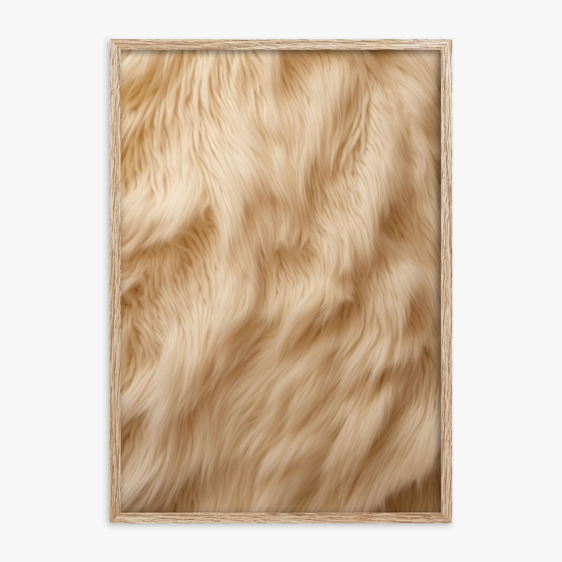 Golden Luxe Fur, 70x100cm Framed Poster With Raw Oak Frame