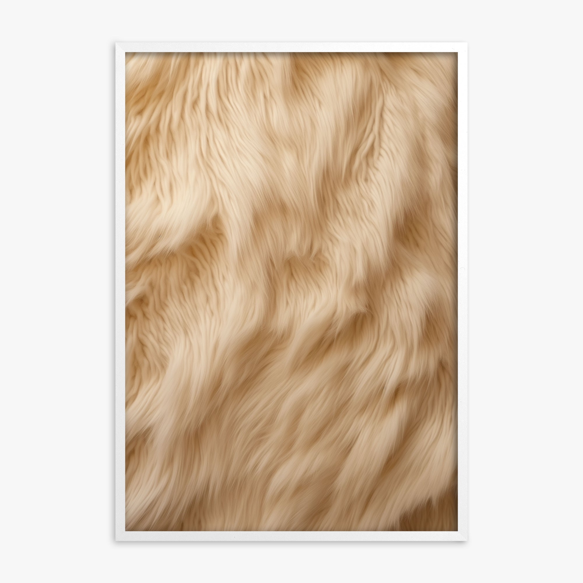 Golden Luxe Fur, White Framed Poster With White Frame