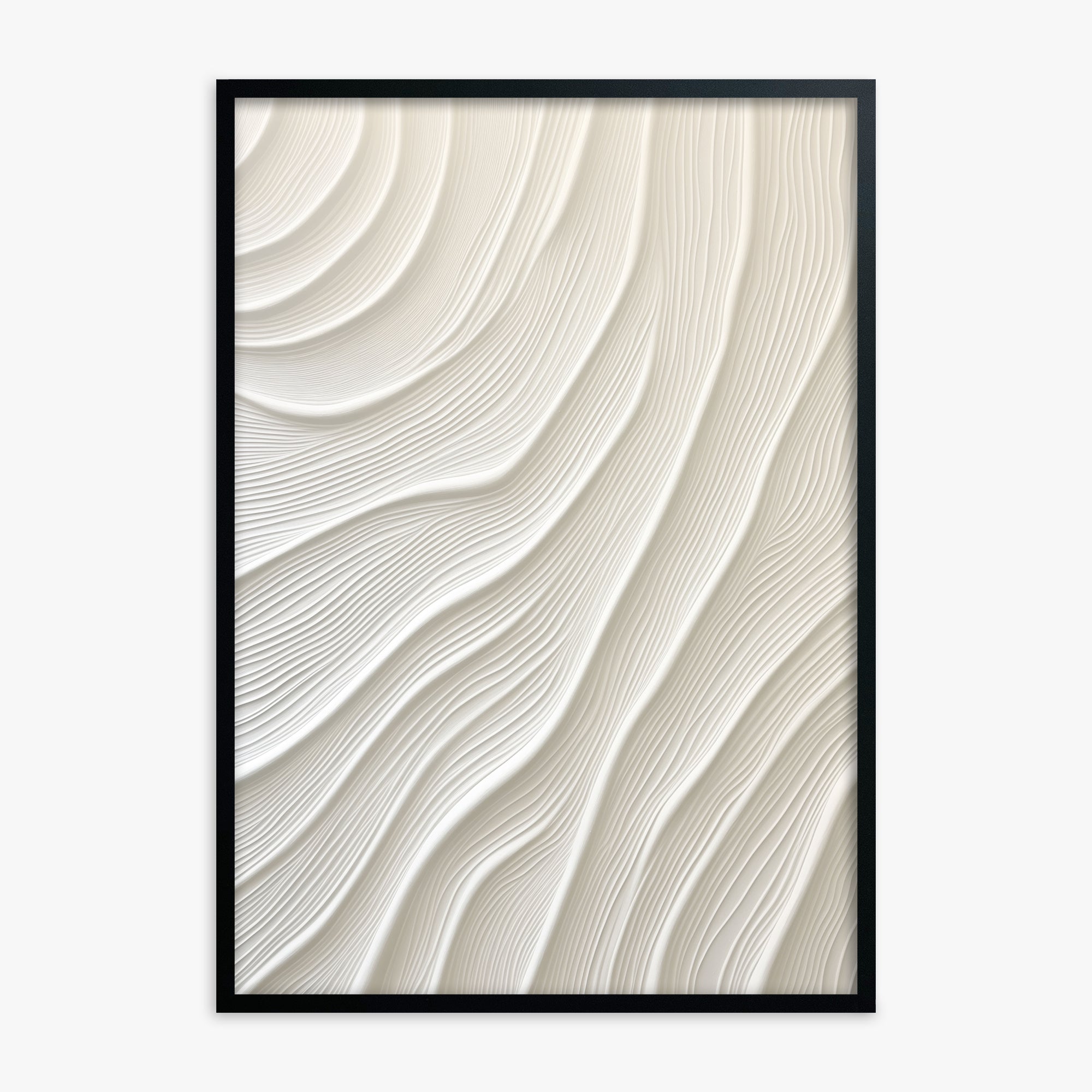 Snowdrift Layers, Black Framed Poster With Black Frame