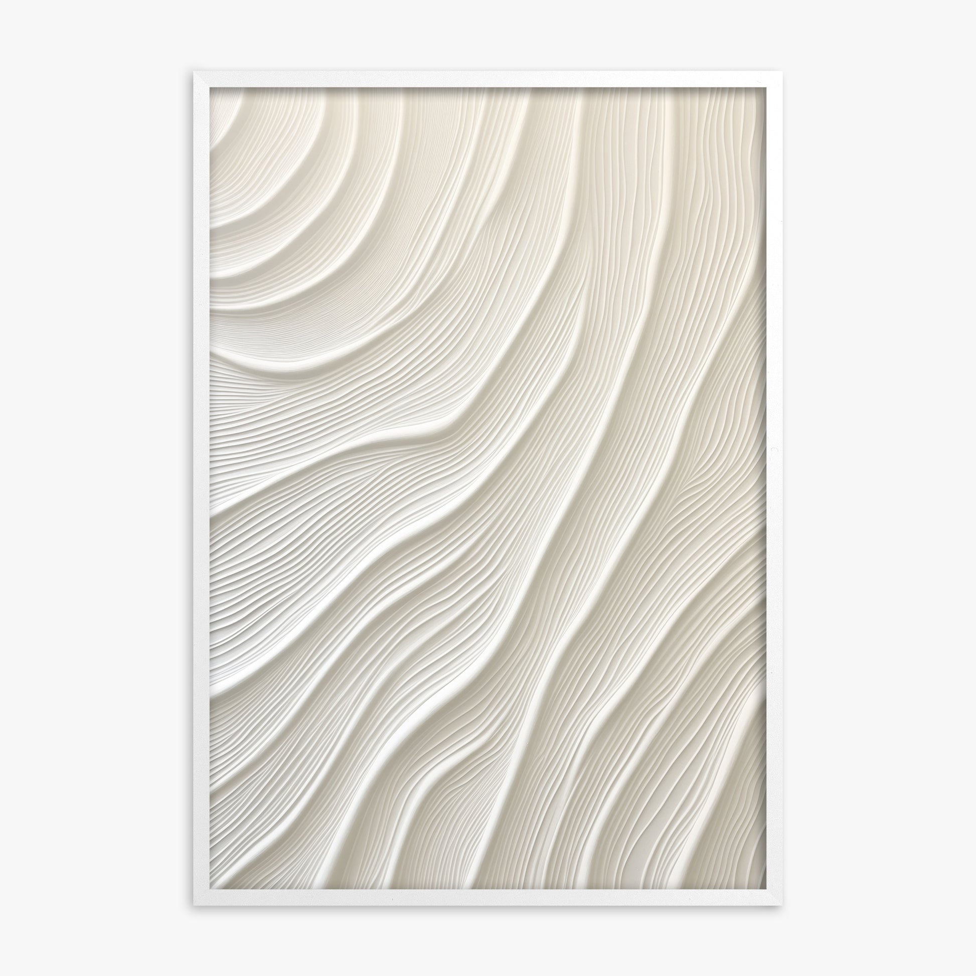 Snowdrift Layers, White Framed Poster With White Frame