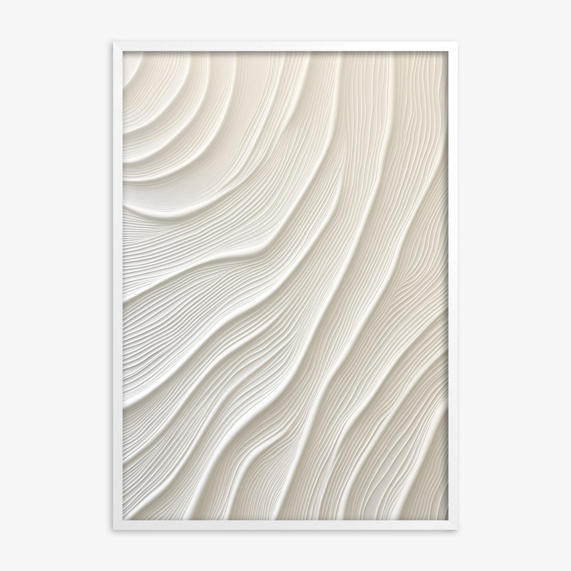 Snowdrift Layers, White Framed Poster With White Frame