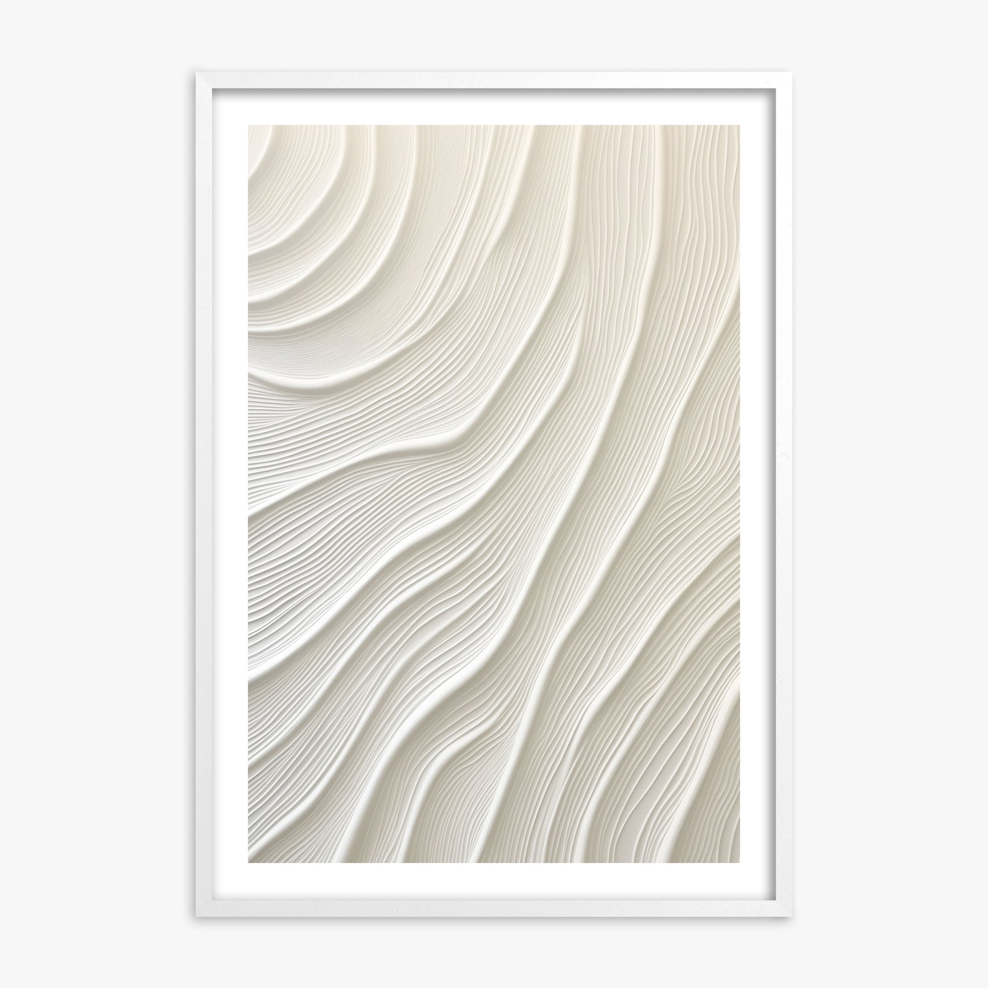 Snowdrift Layers, 70x100cm Framed Poster With White Frame