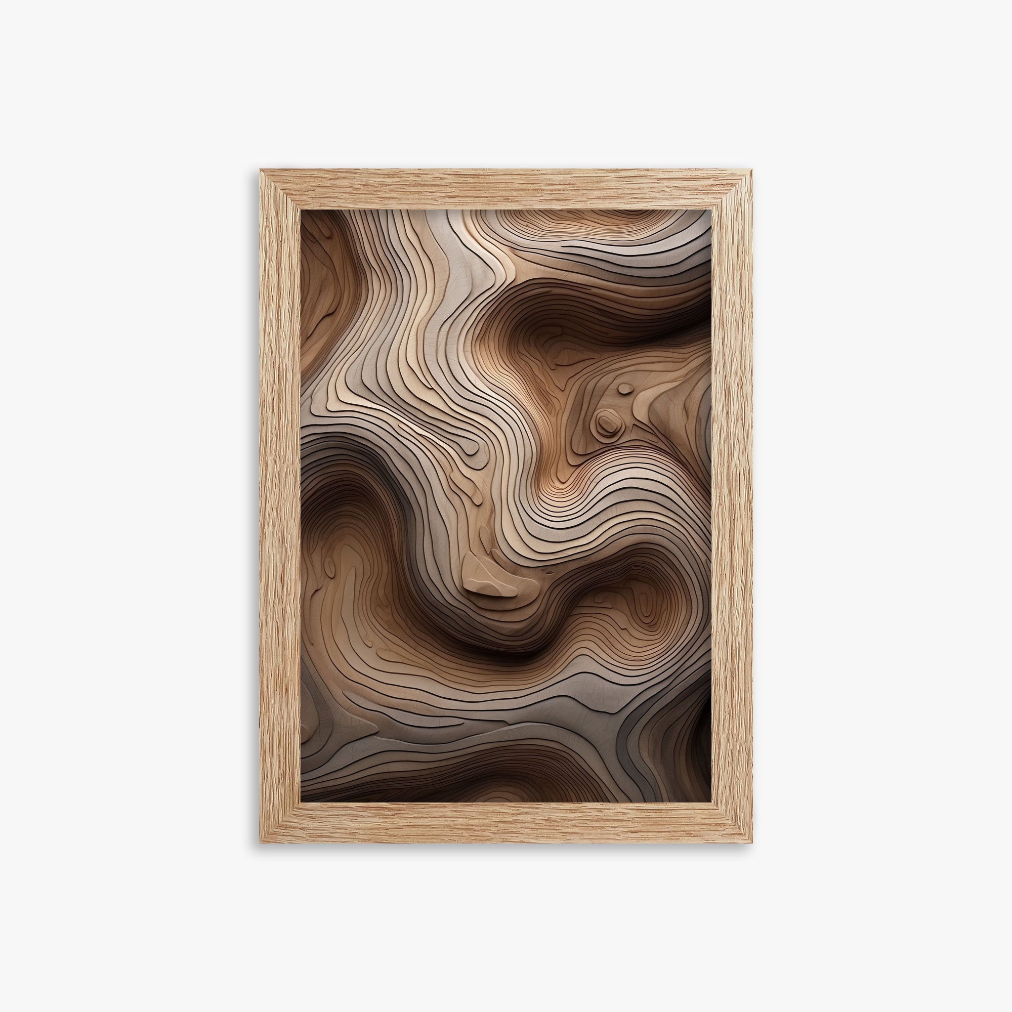 Woodland Topography, 21x30cm Framed Poster With Raw Oak Frame