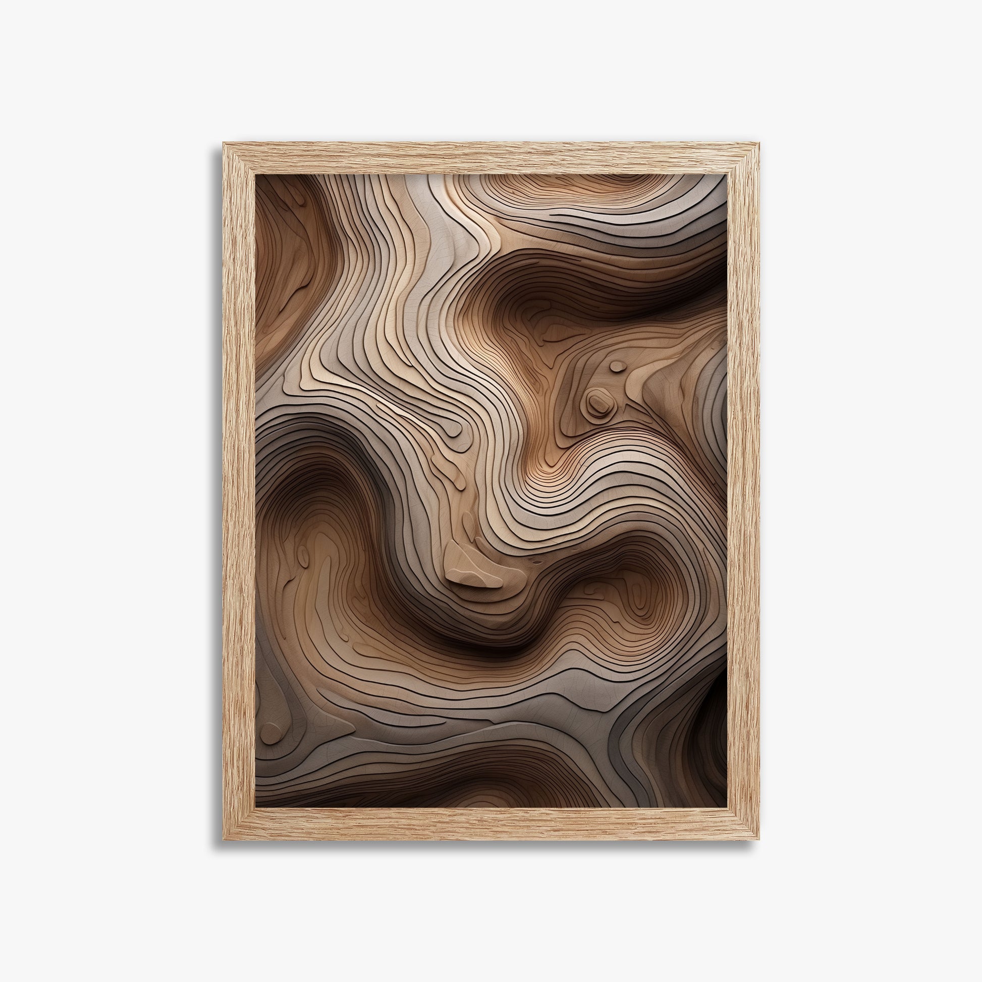 Woodland Topography, 30x40cm Framed Poster With Raw Oak Frame