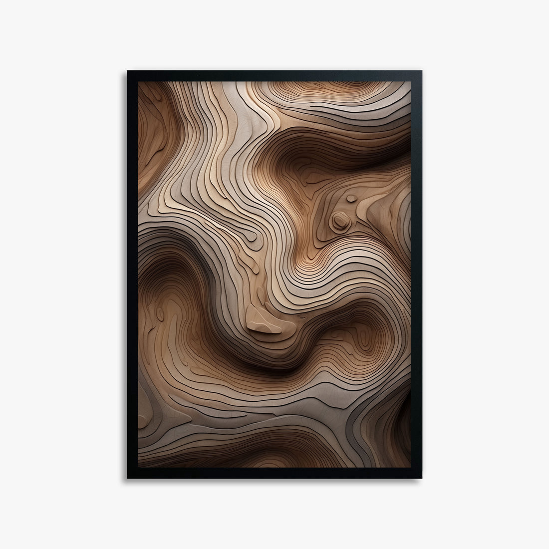 Woodland Topography, 50x70cm Framed Poster With Black Frame