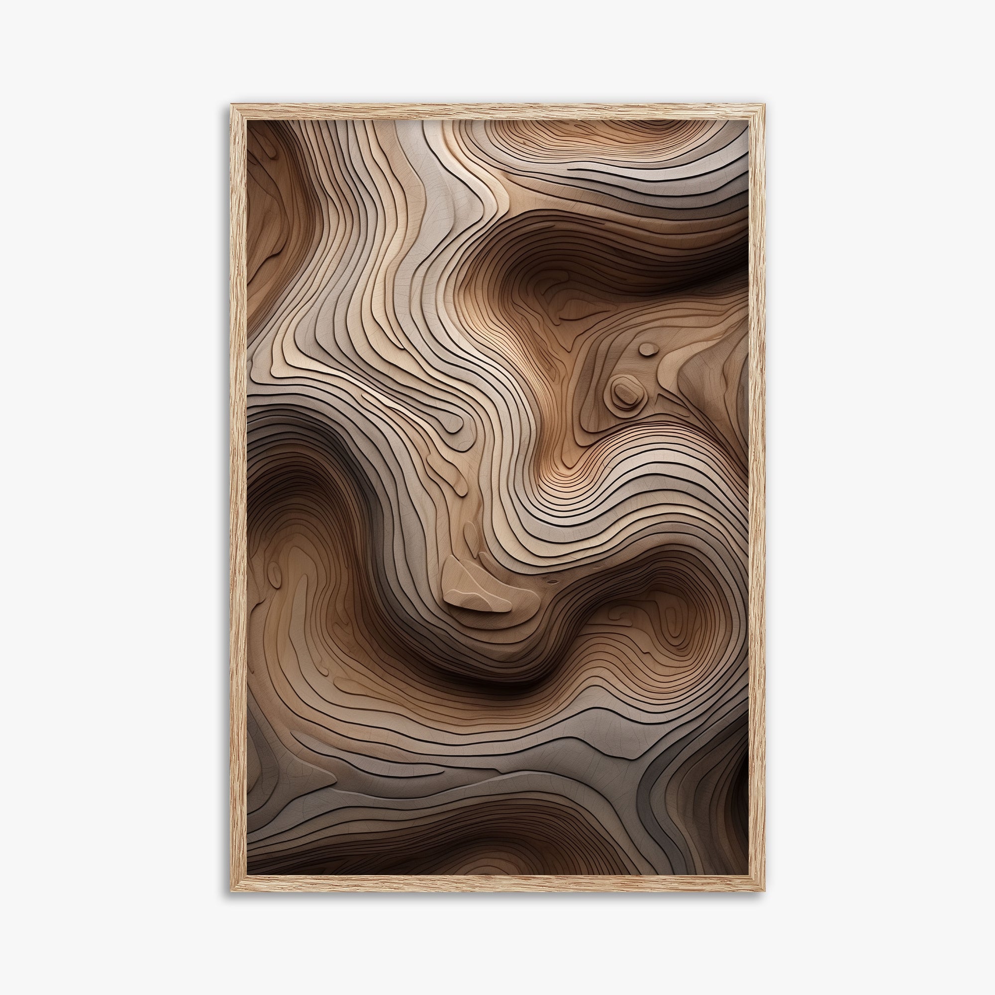 Woodland Topography, 61x91cm Framed Poster With Raw Oak Frame