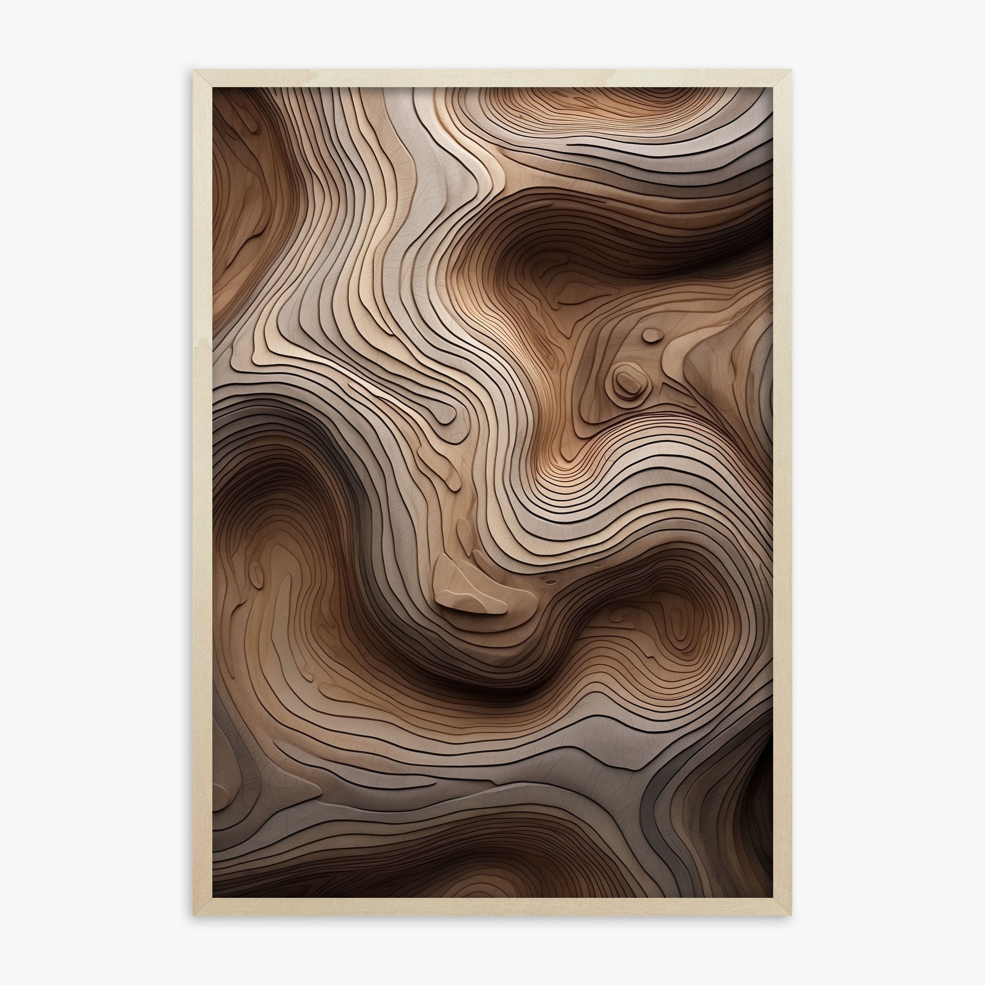 Woodland Topography, 70x100cm Framed Poster With Lime Wood Frame