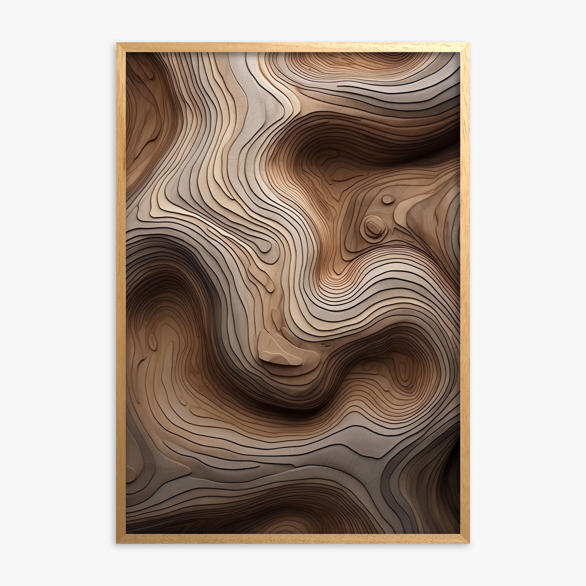 Woodland Topography, Oak Framed Poster With Oak Frame
