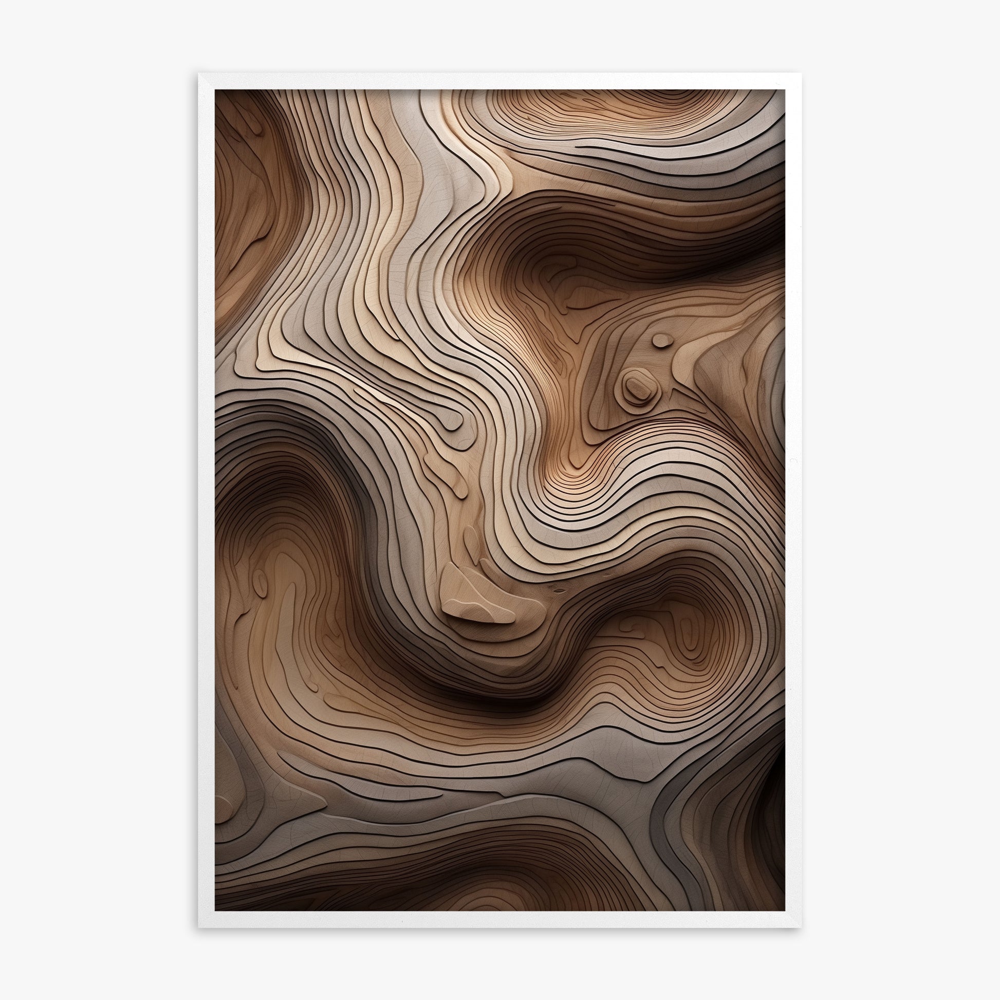 Woodland Topography, White Framed Poster With White Frame
