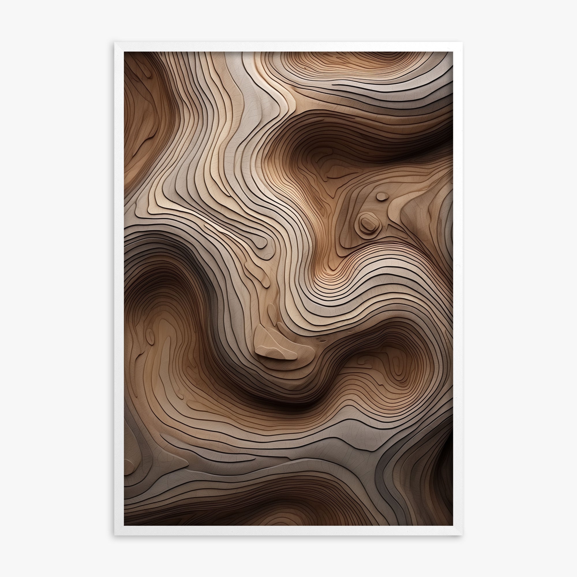 Woodland Topography, White Framed Poster With White Frame