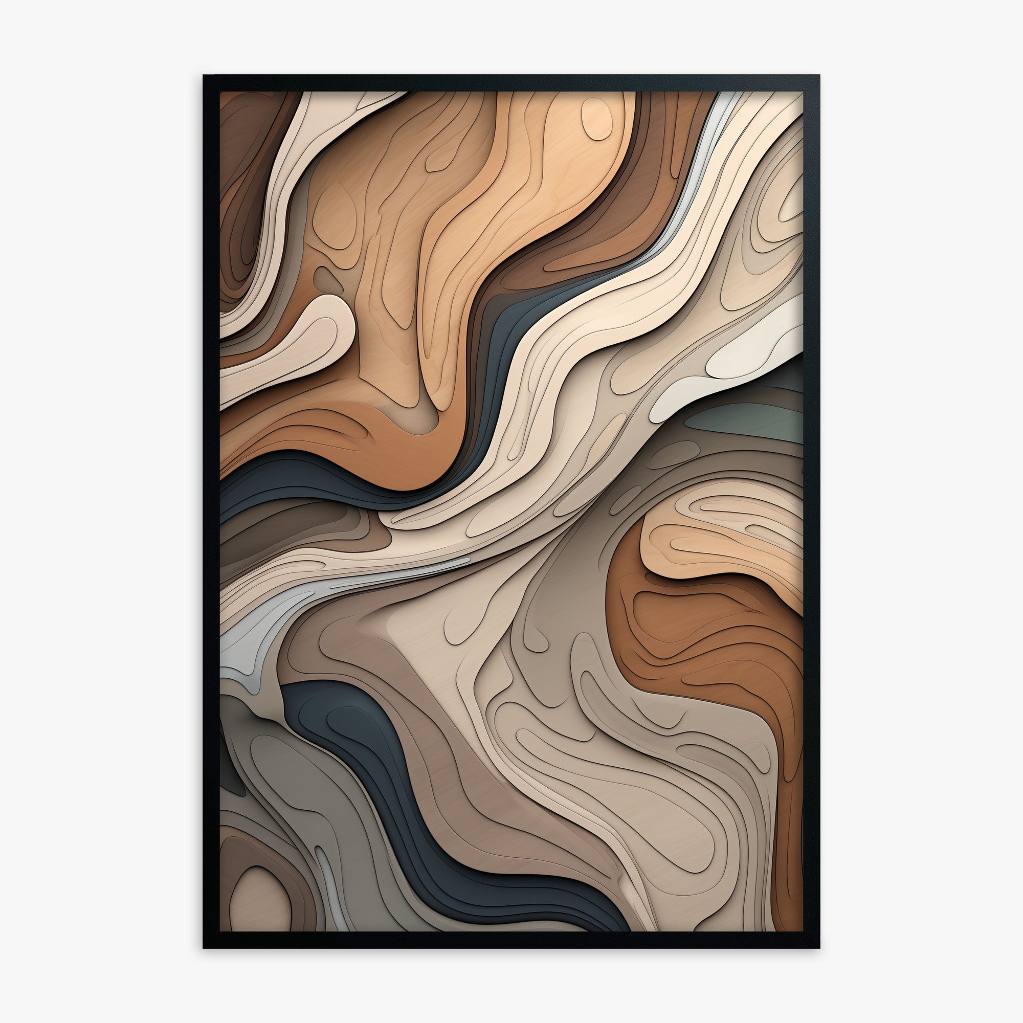 Contour Layer Symphony, Black Framed Poster With Black Frame