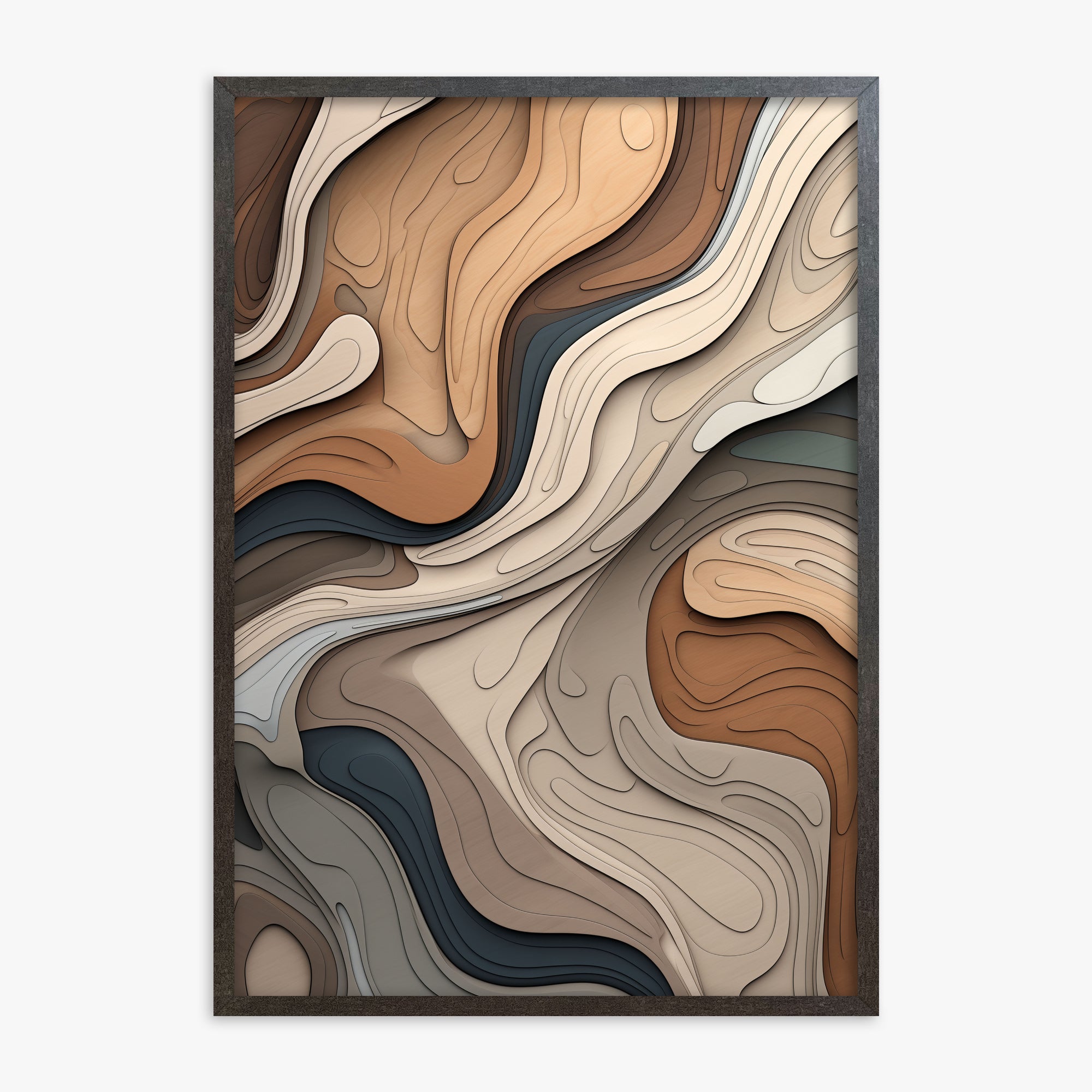Contour Layer Symphony, 70x100cm Framed Poster With Espresso Frame