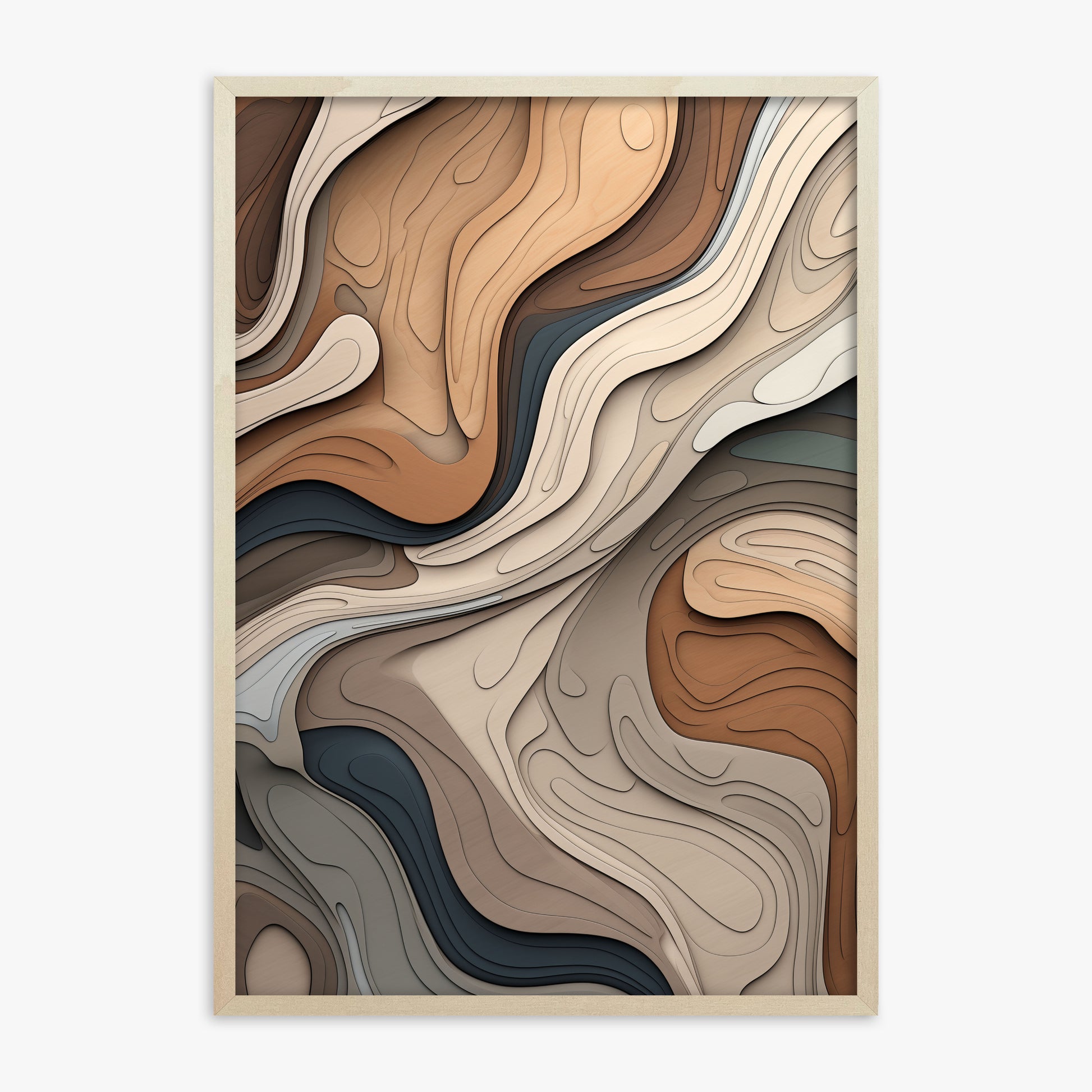 Contour Layer Symphony, 70x100cm Framed Poster With Lime Wood Frame