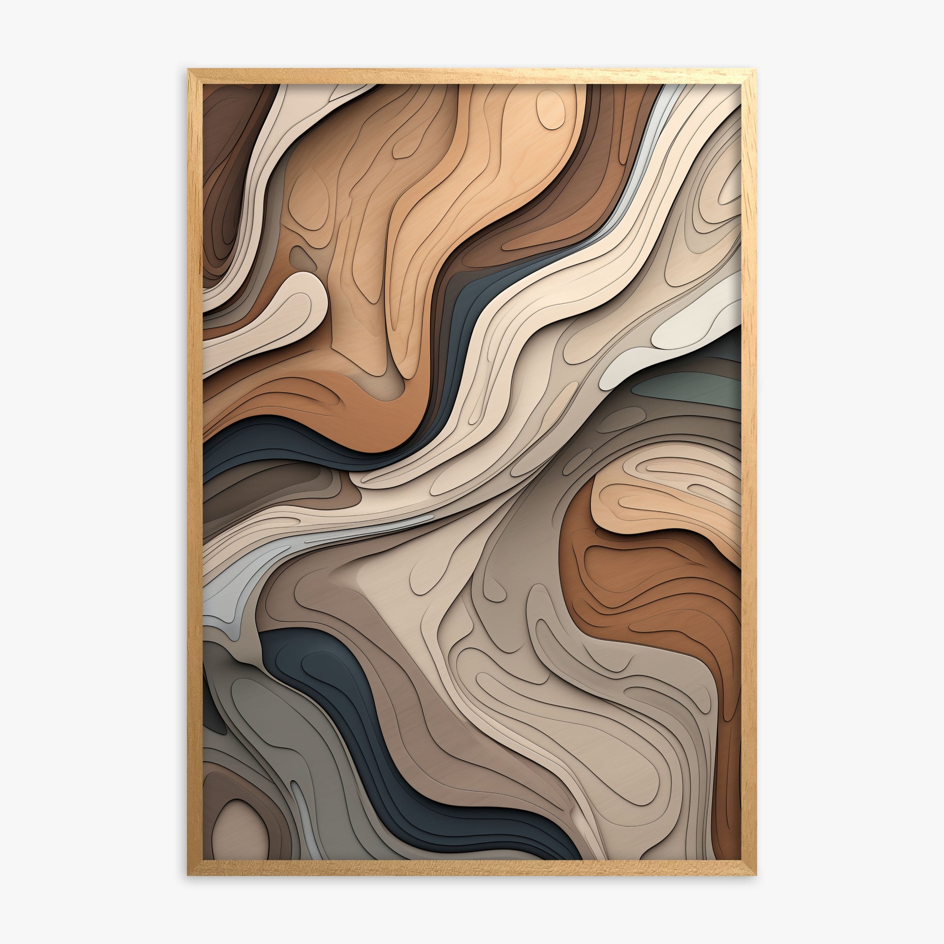 Contour Layer Symphony, Oak Framed Poster With Oak Frame